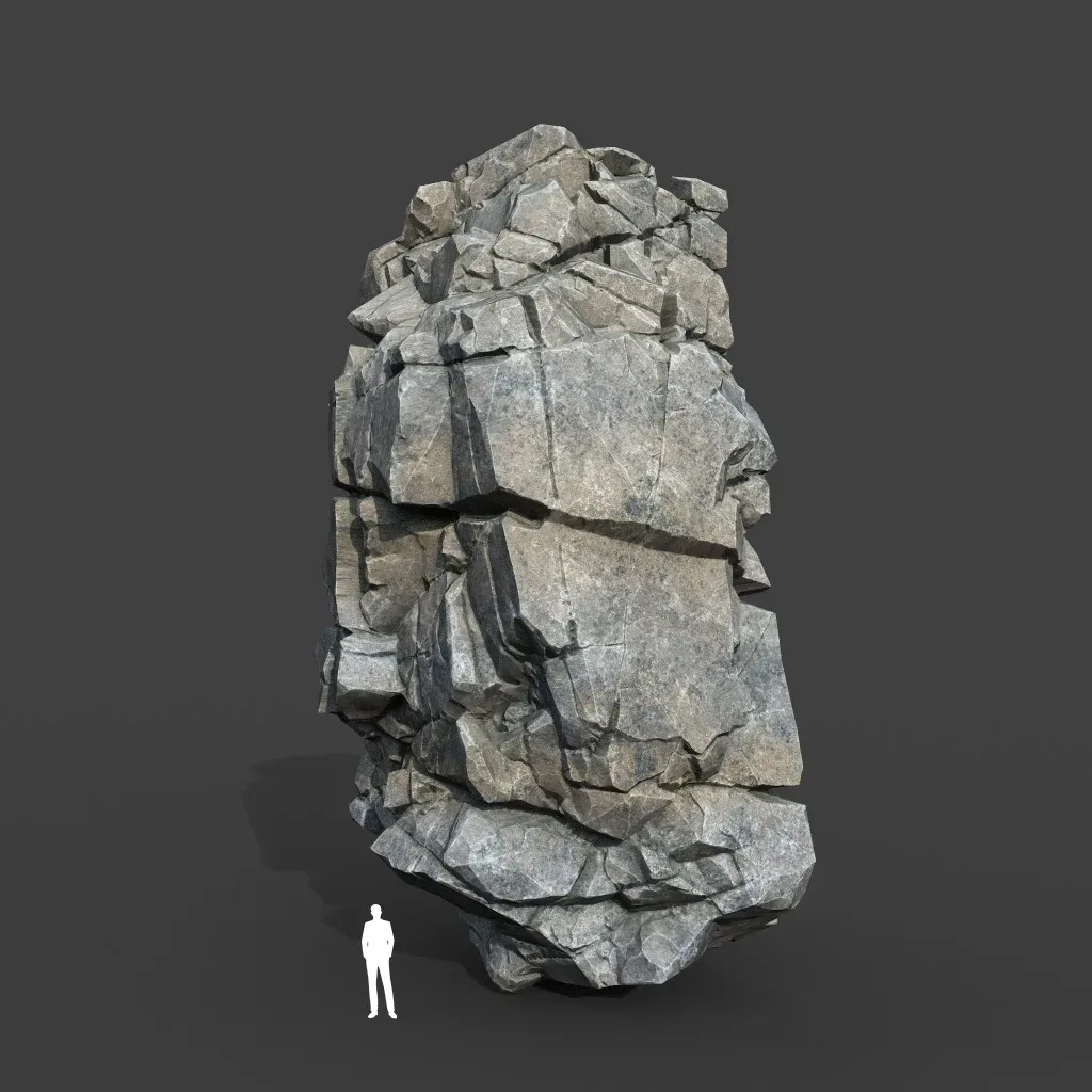 Low poly Gray Cliff Modular Rock 220101