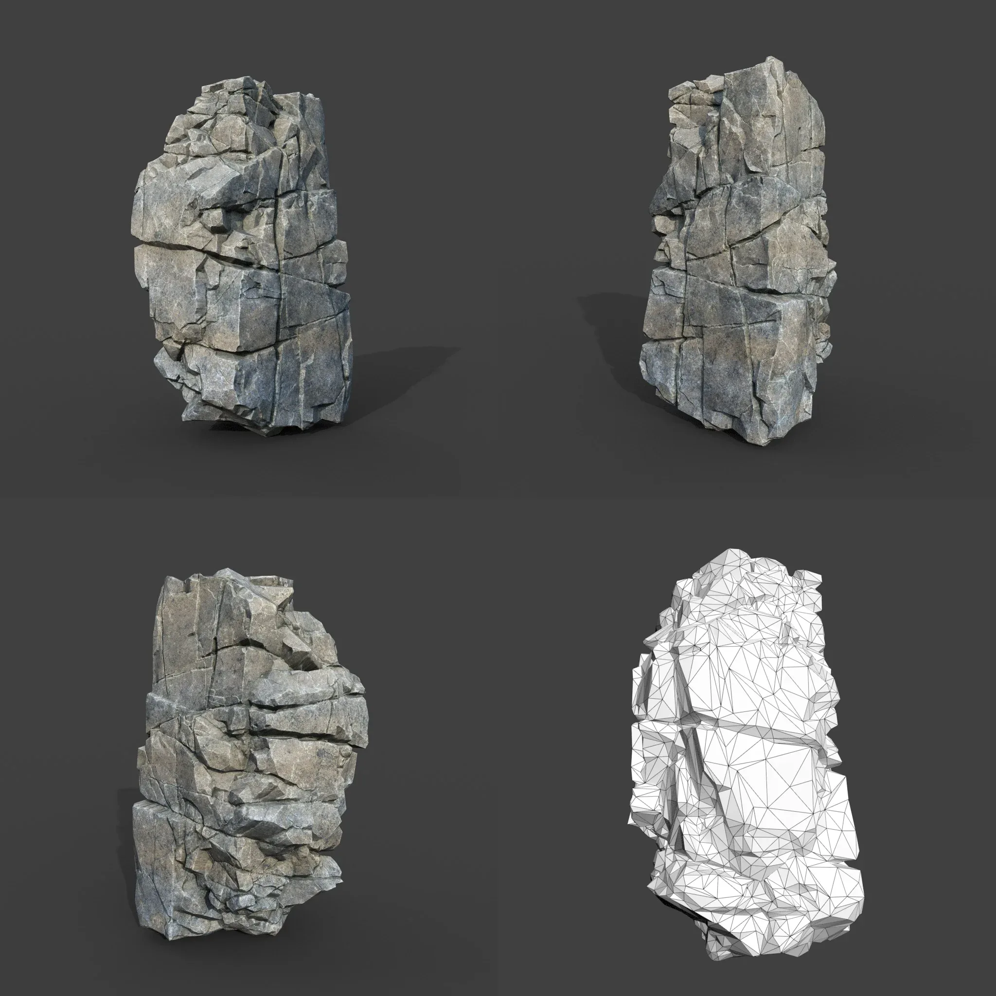 Low poly Gray Cliff Modular Rock 220101