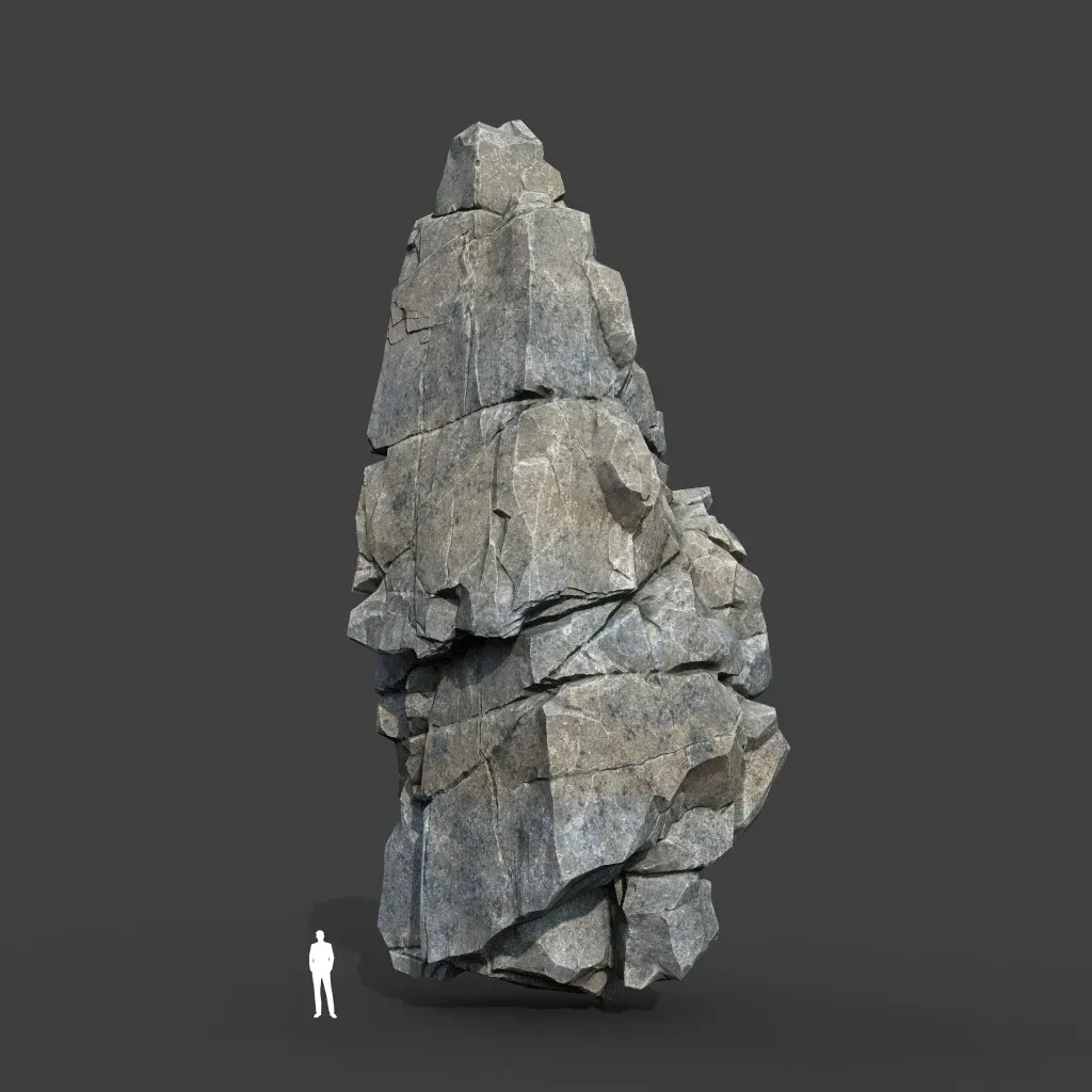 Low poly Gray Cliff Modular Rock 220101