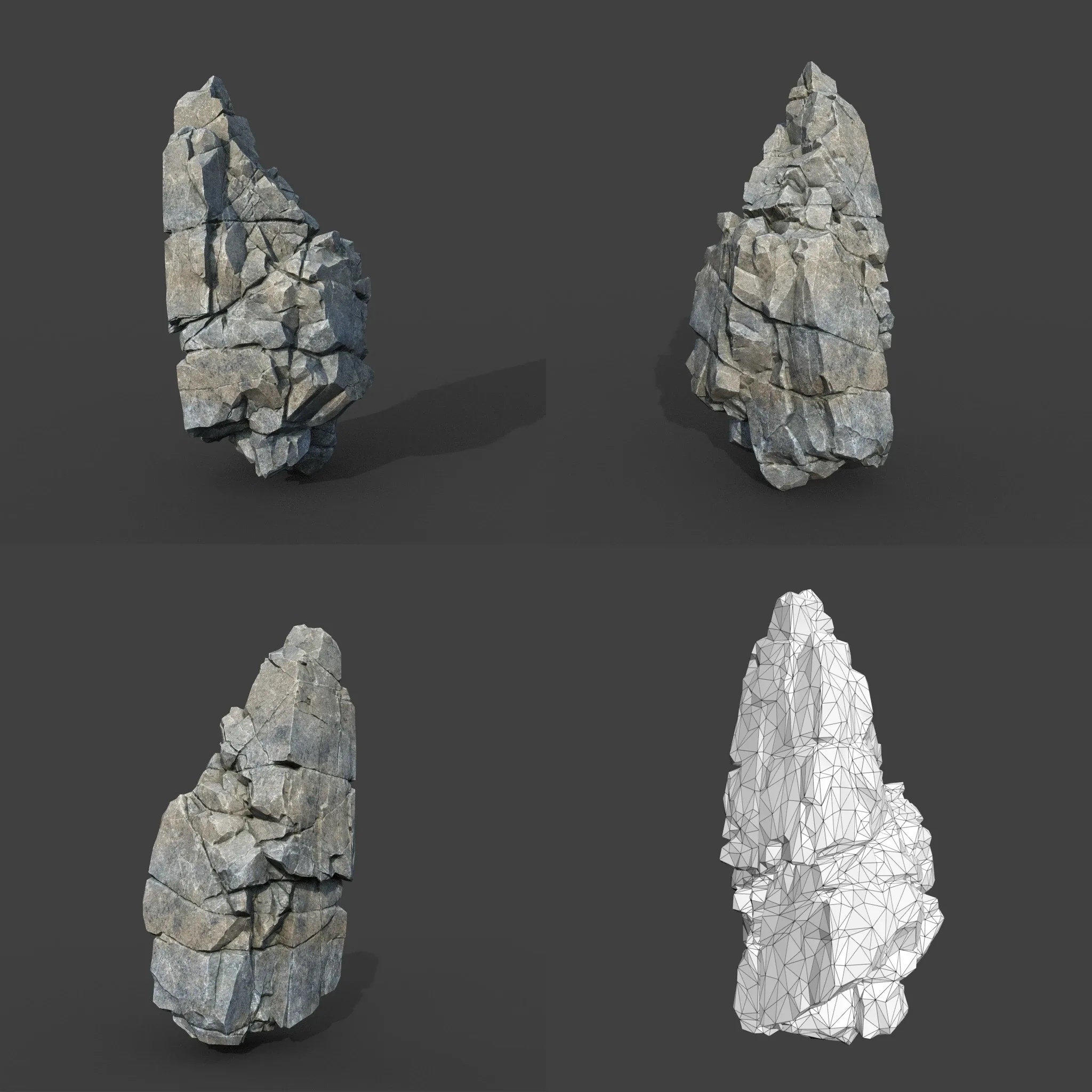 Low poly Gray Cliff Modular Rock 220101