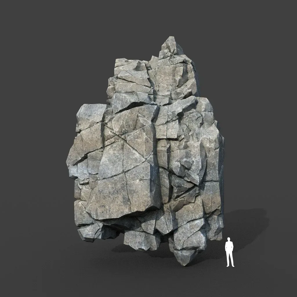 Low poly Gray Cliff Modular Rock 220101