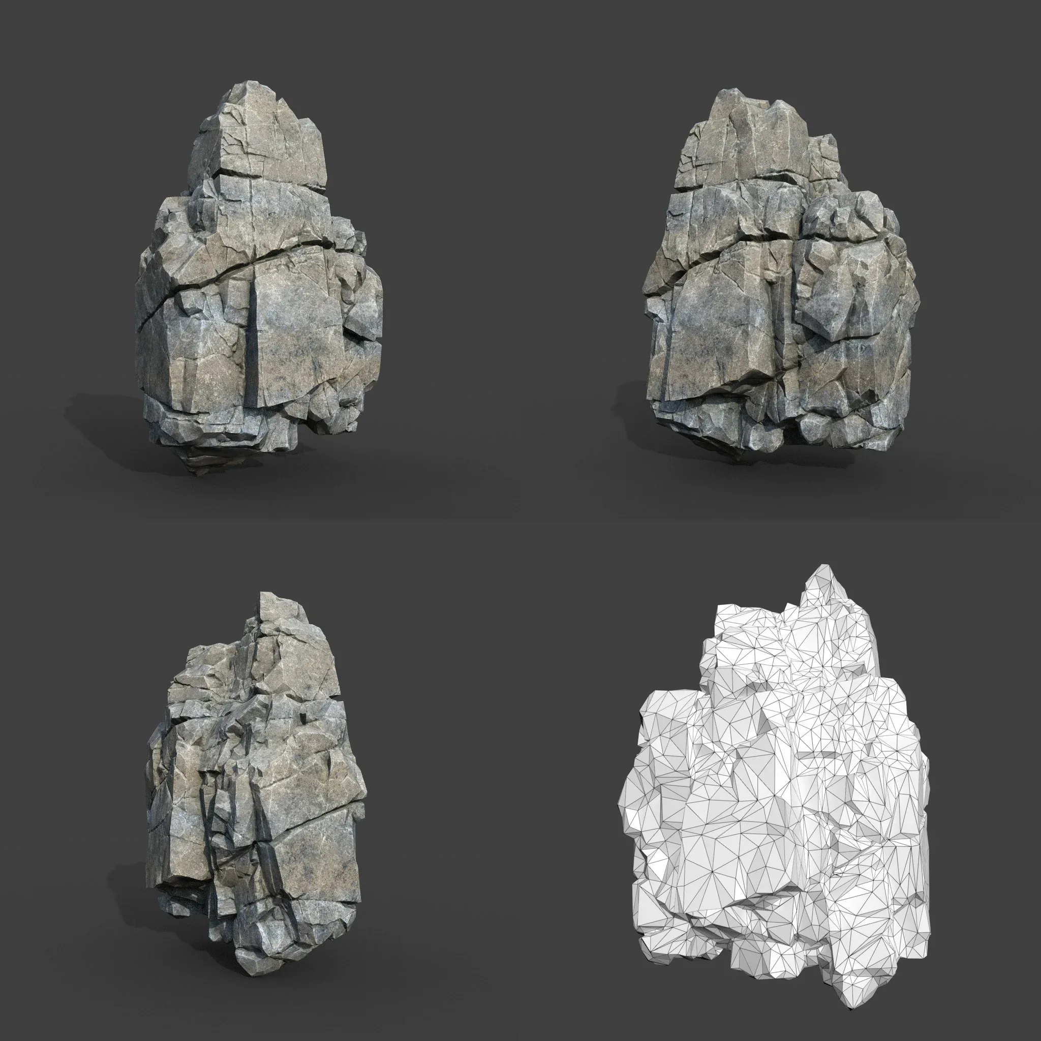 Low poly Gray Cliff Modular Rock 220101