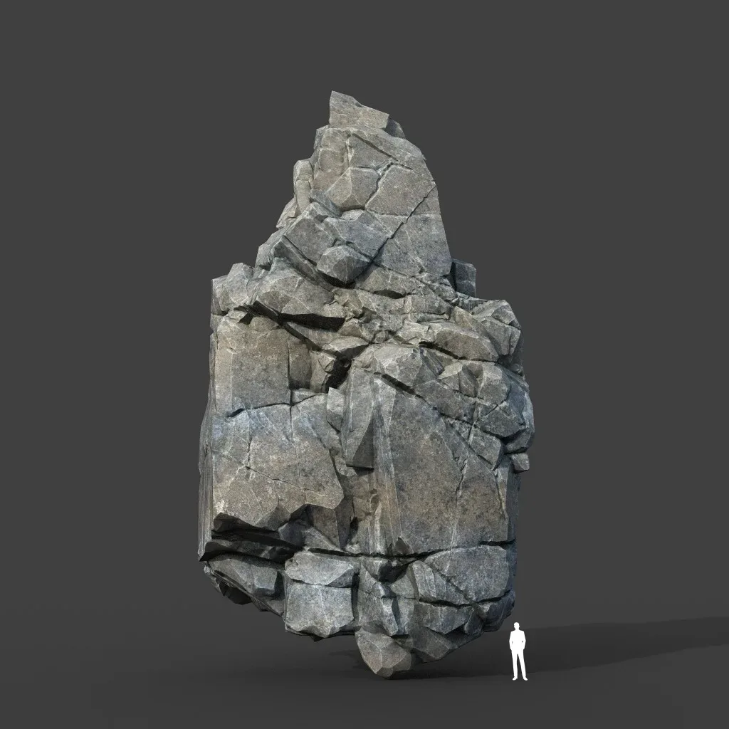 Low poly Gray Cliff Modular Rock 220101