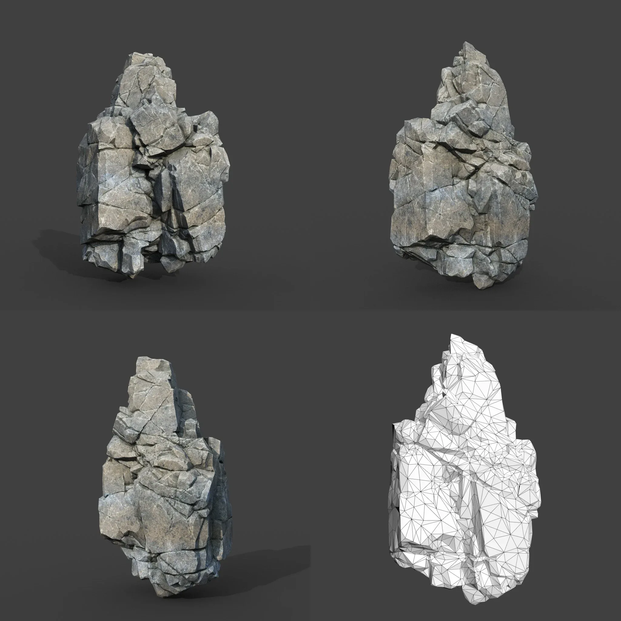 Low poly Gray Cliff Modular Rock 220101