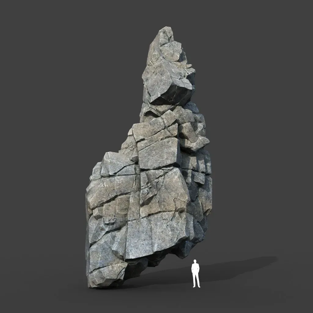 Low poly Gray Cliff Modular Rock 220101