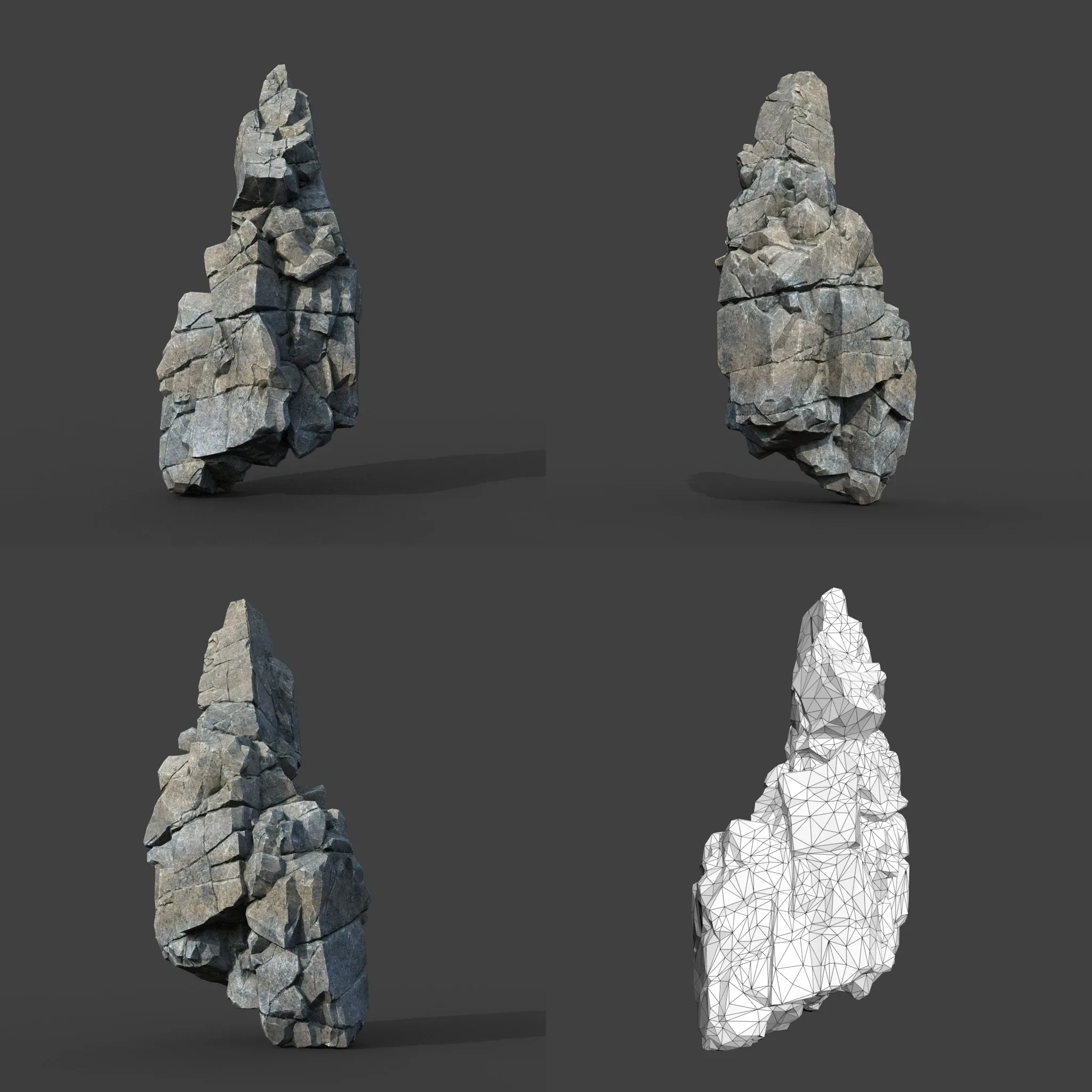 Low poly Gray Cliff Modular Rock 220101