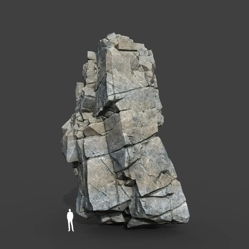 Low poly Gray Cliff Modular Rock 220101