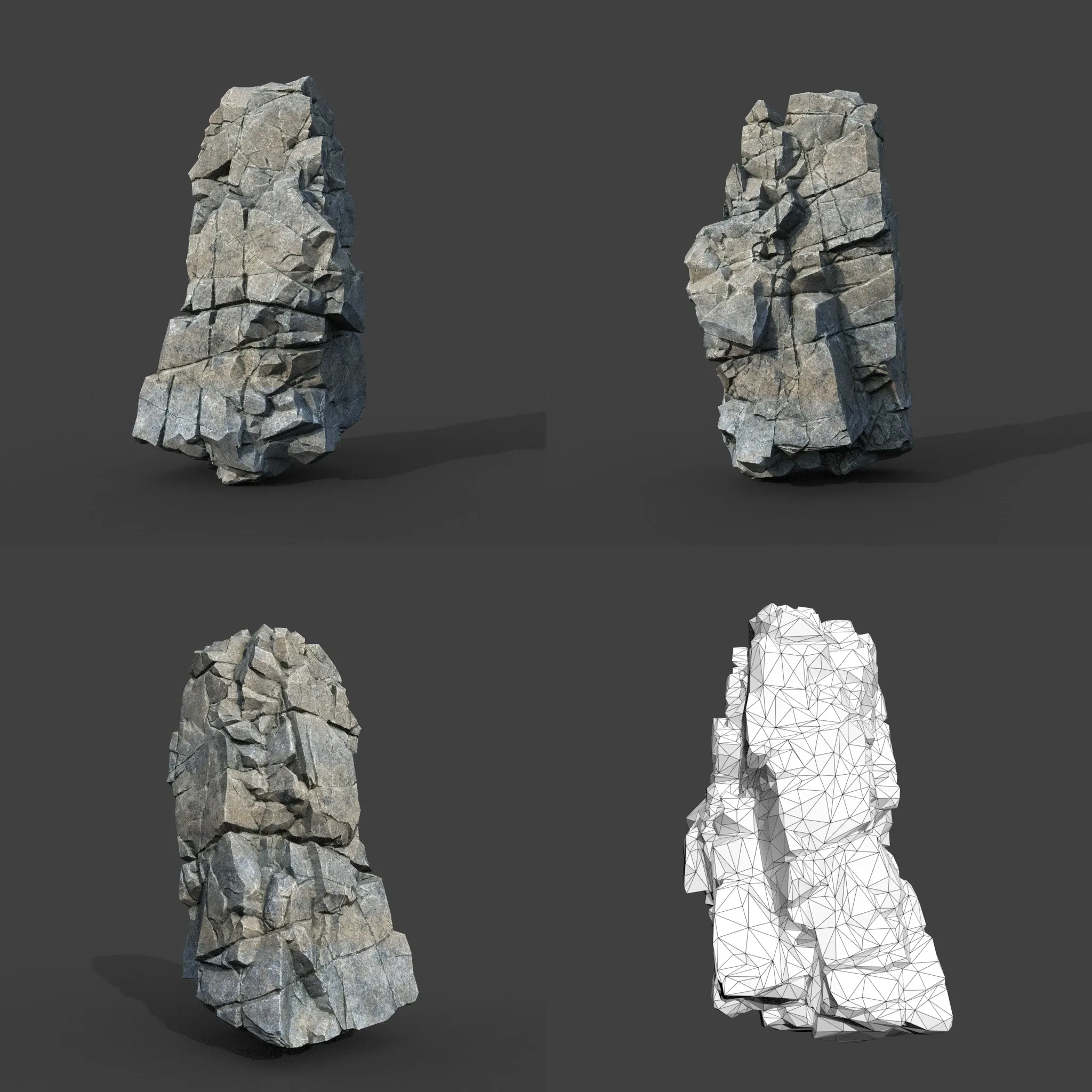 Low poly Gray Cliff Modular Rock 220101