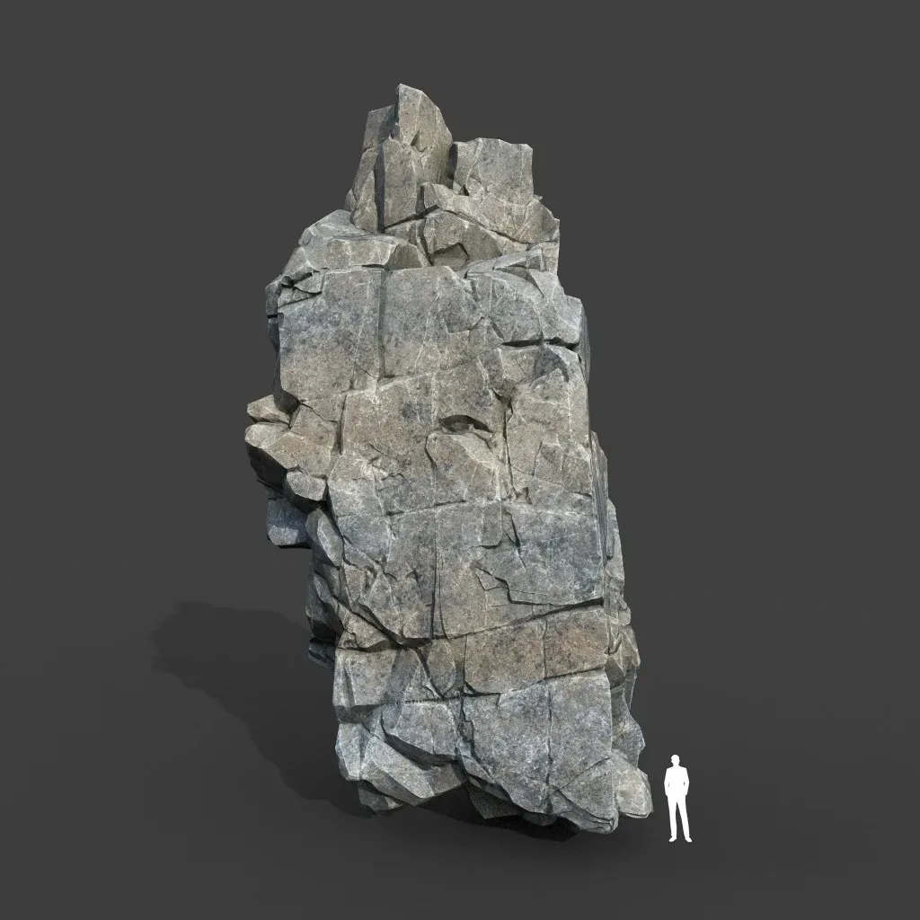 Low poly Gray Cliff Modular Rock 220101