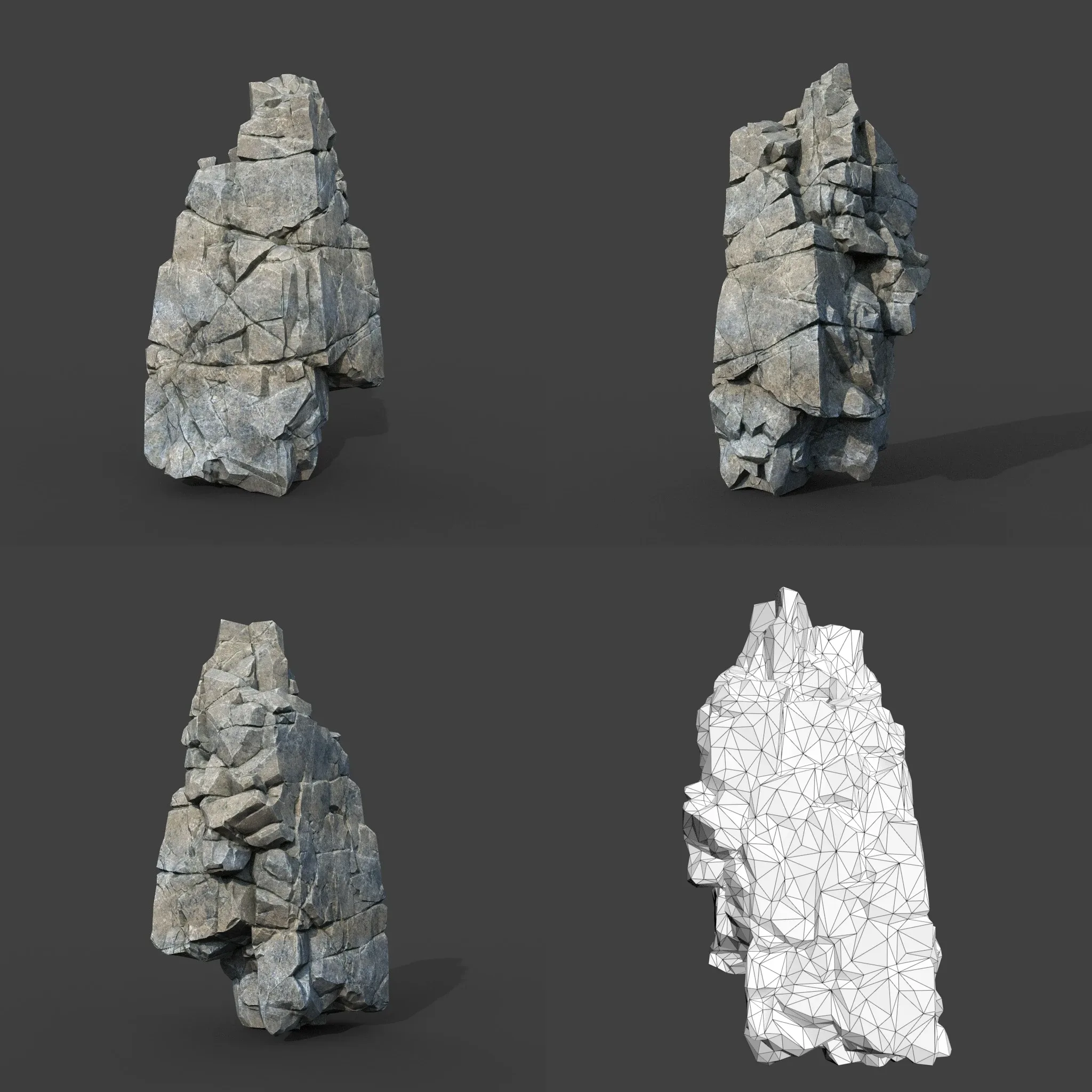 Low poly Gray Cliff Modular Rock 220101