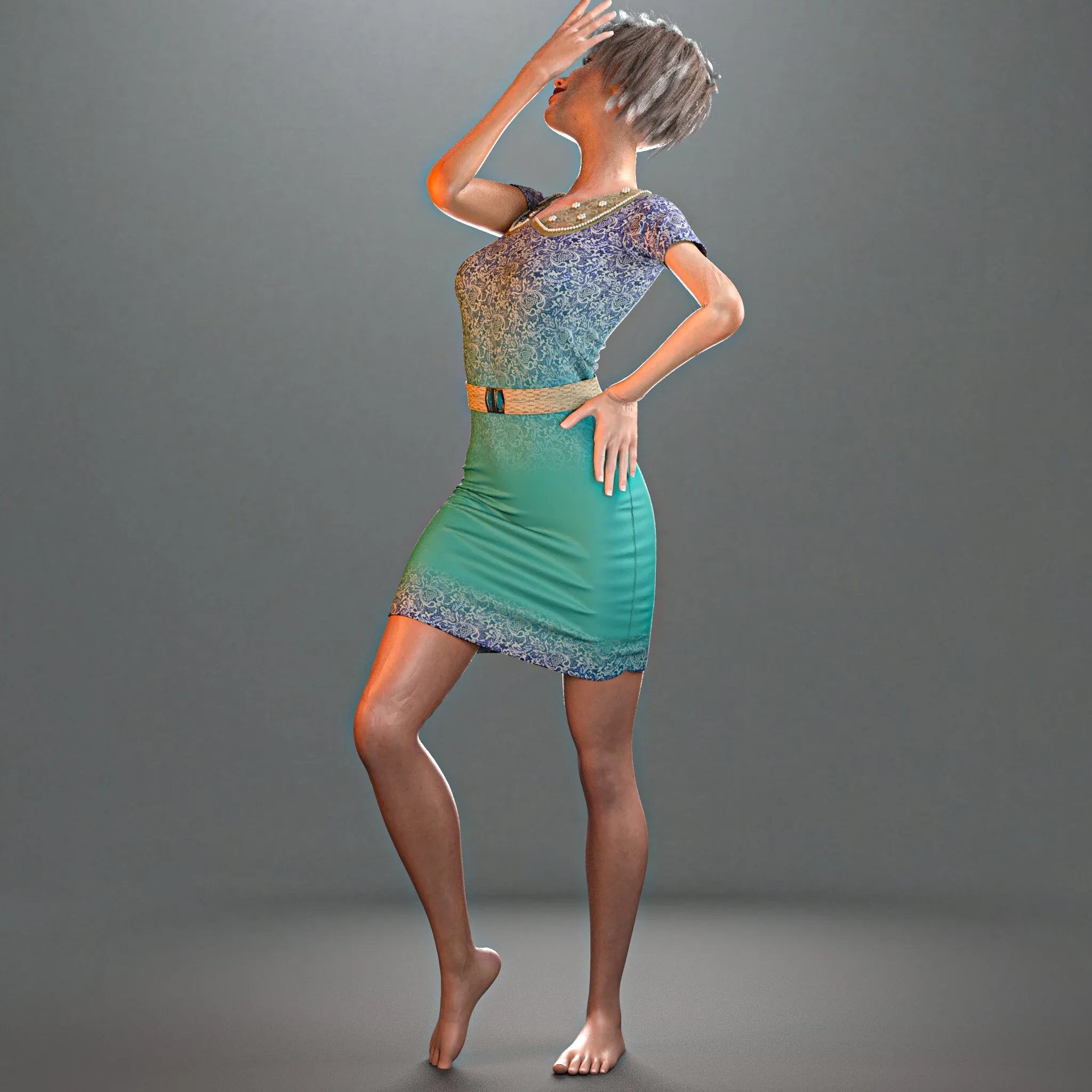 Female dress No.1 (Marvelous Designer & Clo3d & FBX & OBJ & Texture)