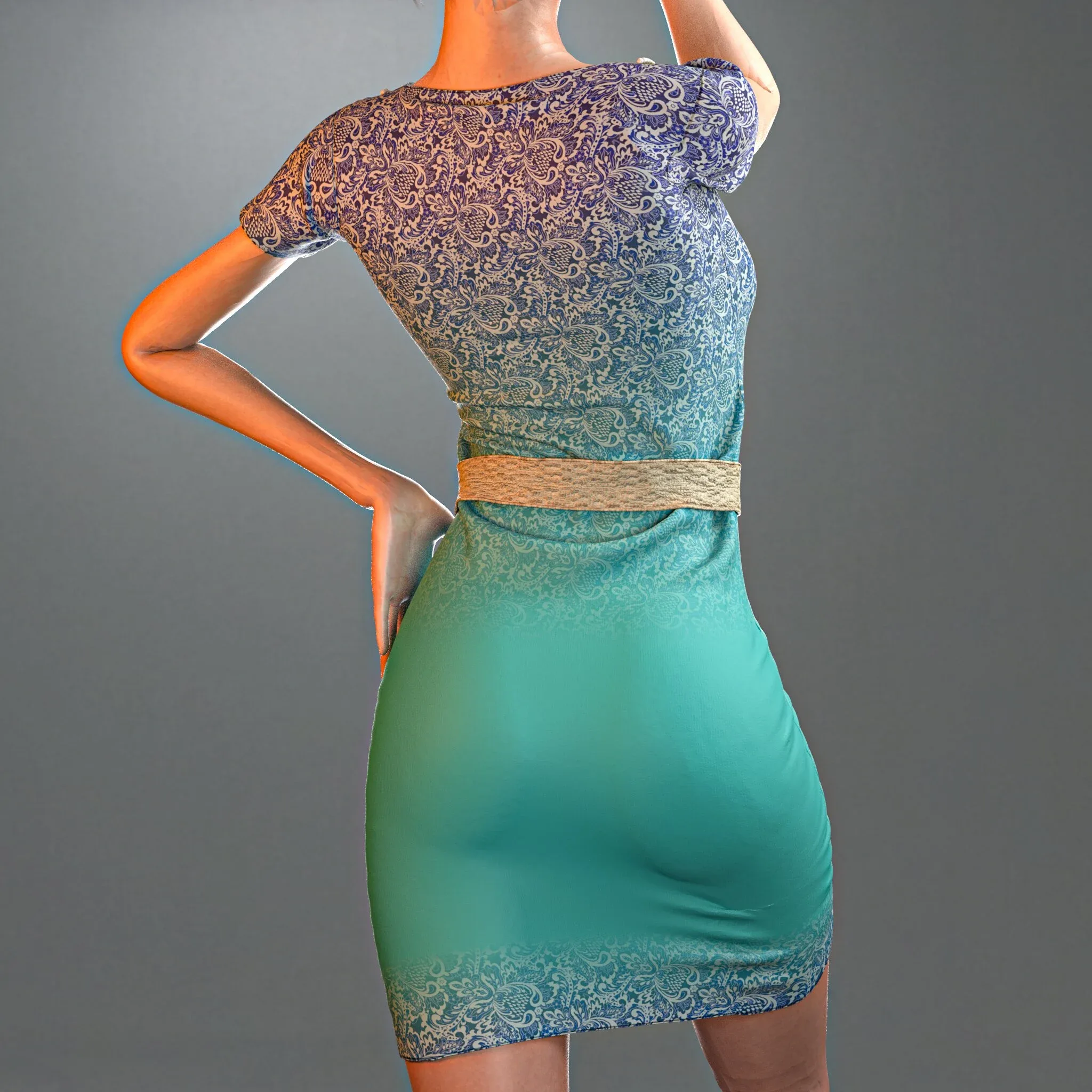 Female dress No.1 (Marvelous Designer & Clo3d & FBX & OBJ & Texture)