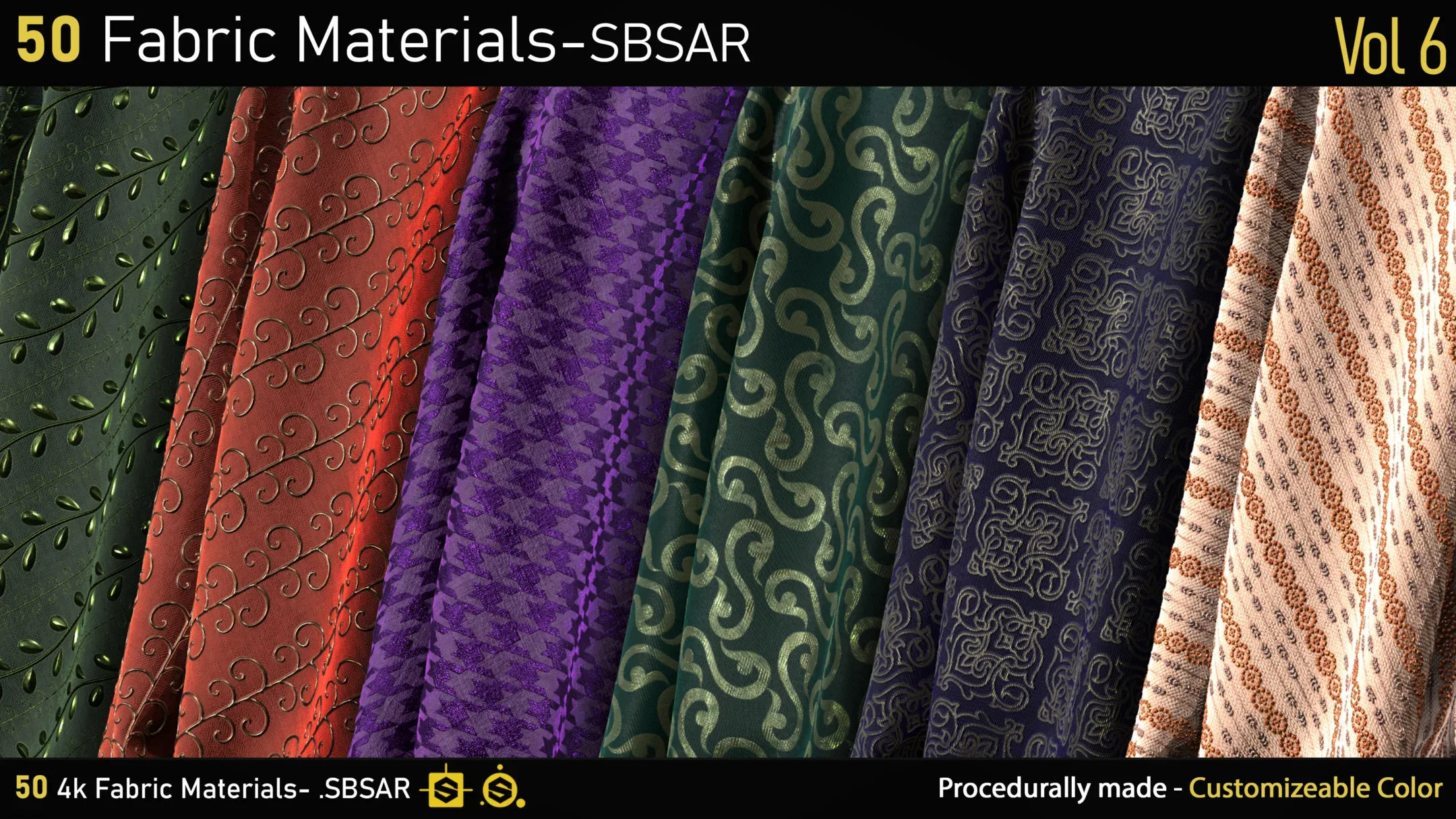 50 Fabric Materials-SBSAR-Vol06