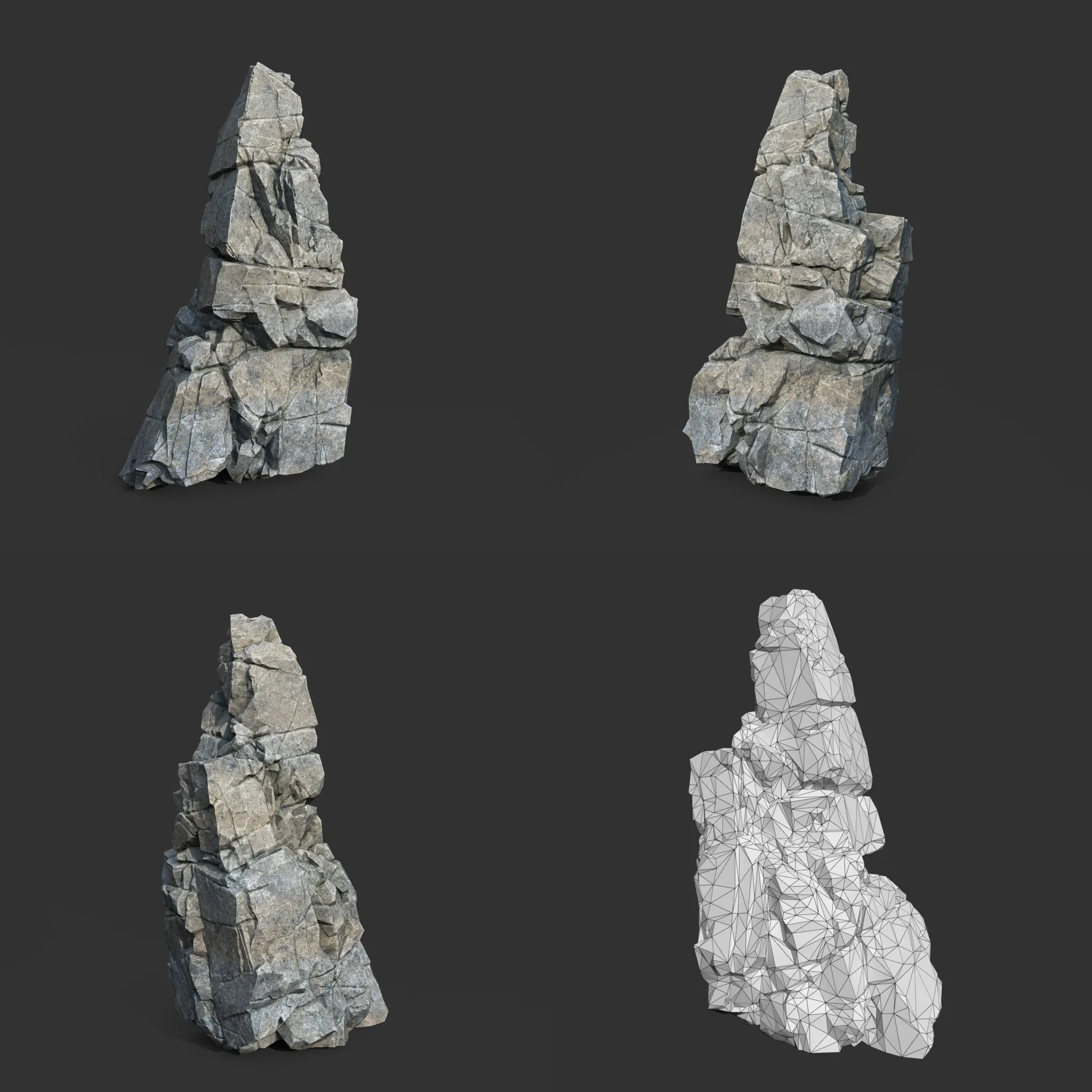 Low poly Gray Cliff Modular Rock 211219