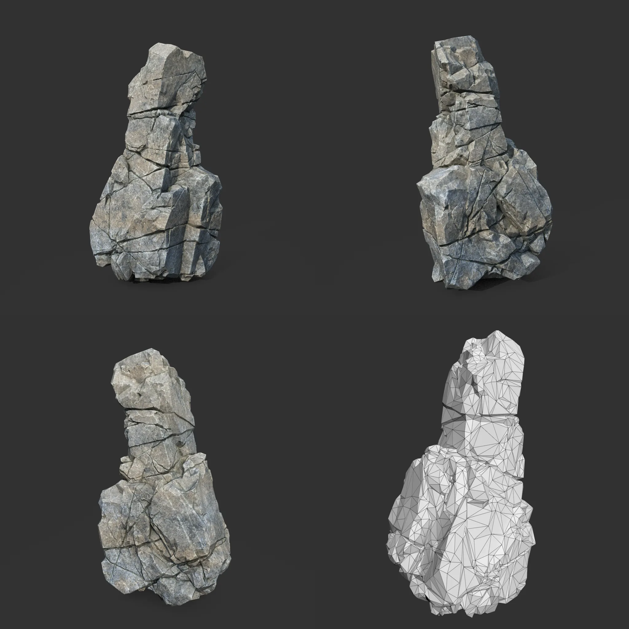 Low poly Gray Cliff Modular Rock 211219