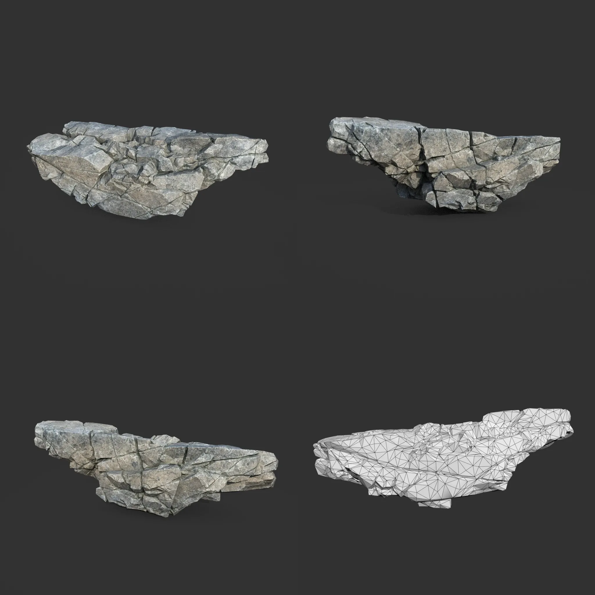 Low poly Gray Cliff Modular Rock 211219