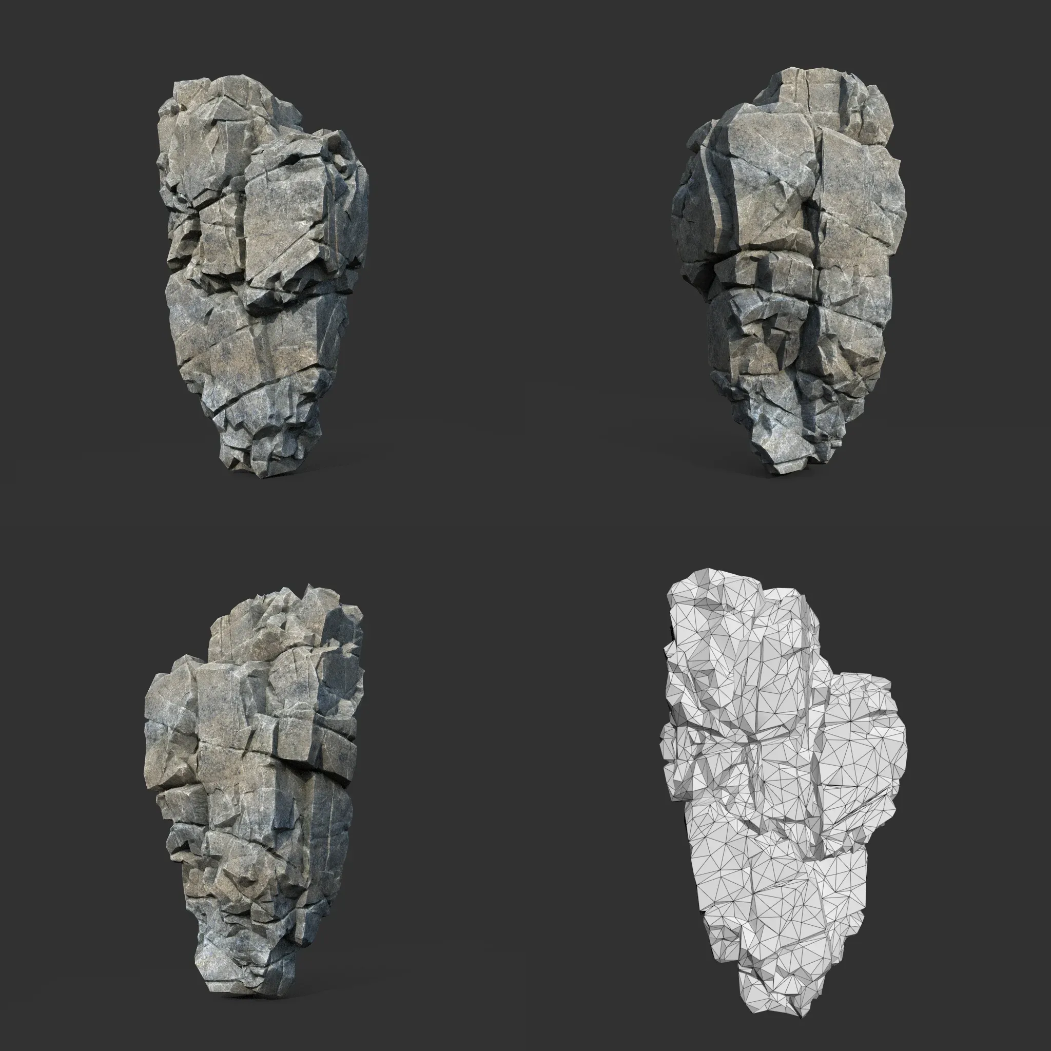 Low poly Gray Cliff Modular Rock 211219