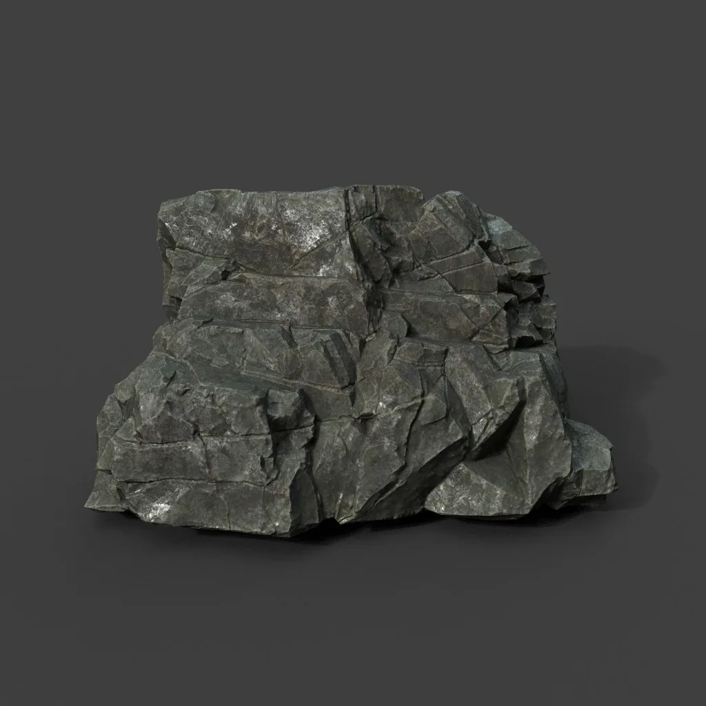 Low poly Black Sharp Modular Rock 211210