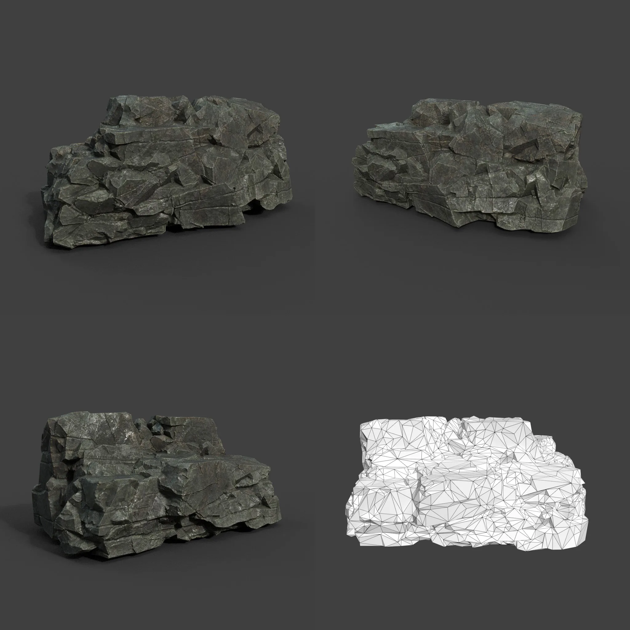 Low poly Black Sharp Modular Rock 211210