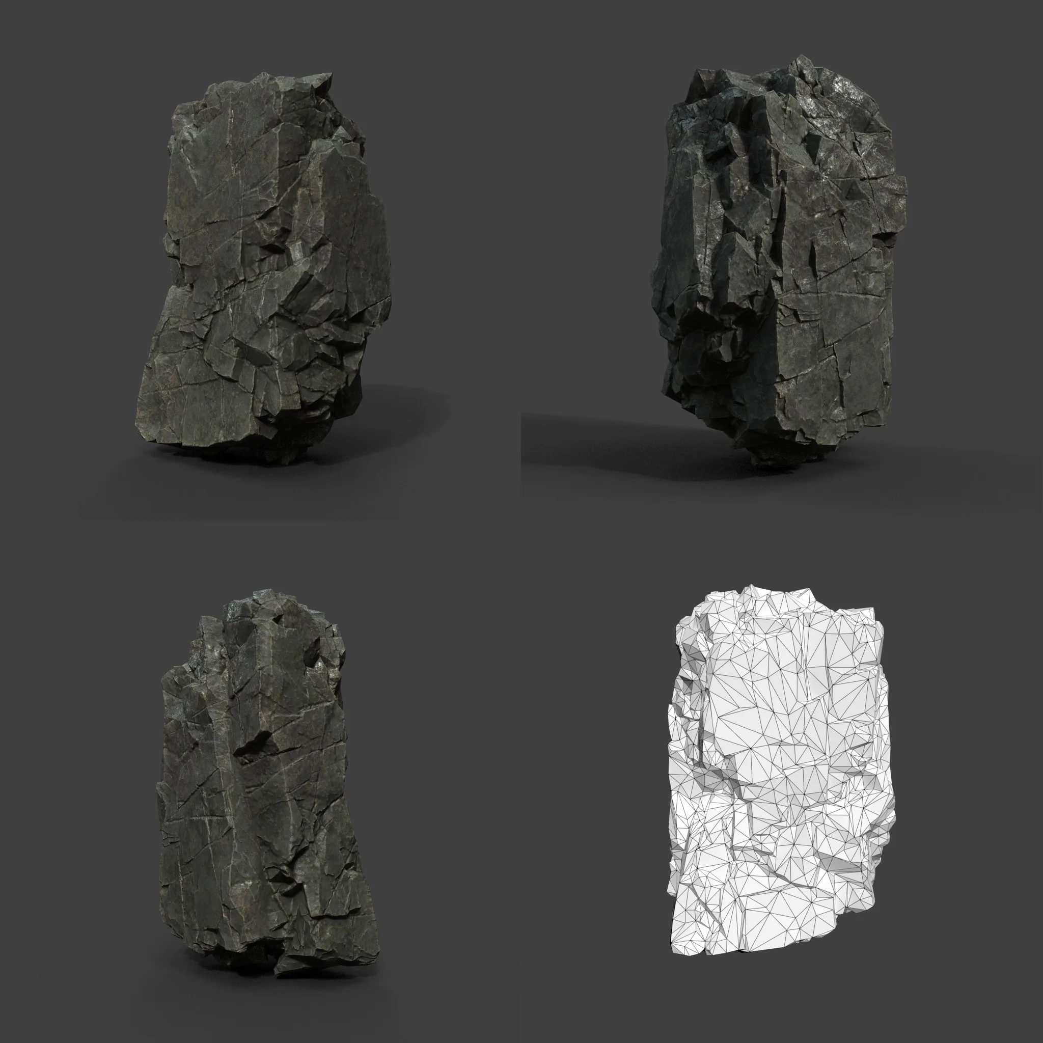 Low poly Black Sharp Modular Rock 211210