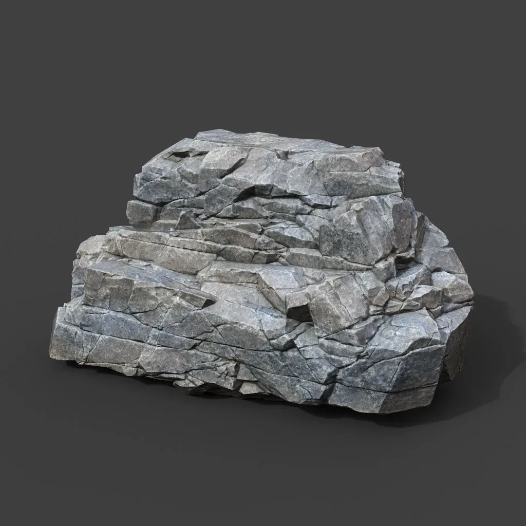 Low poly Gray Sharp Modular Rock 211210