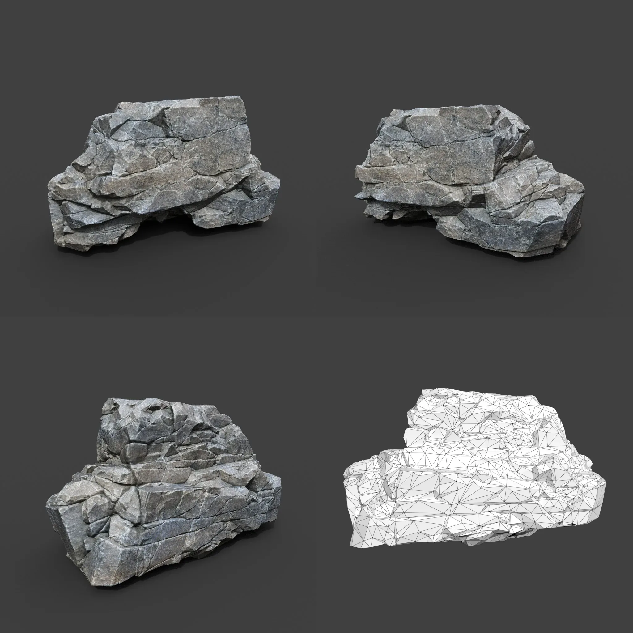 Low poly Gray Sharp Modular Rock 211210