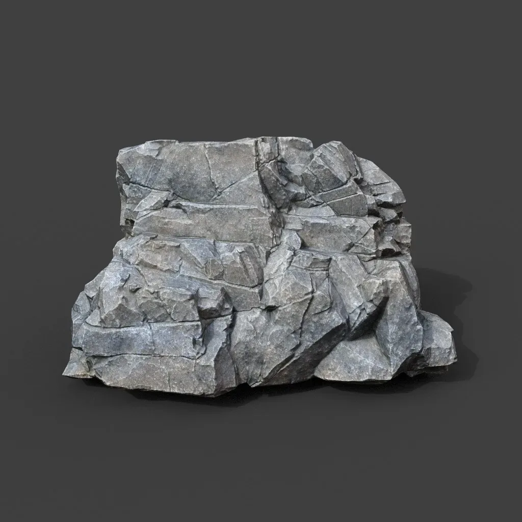 Low poly Gray Sharp Modular Rock 211210