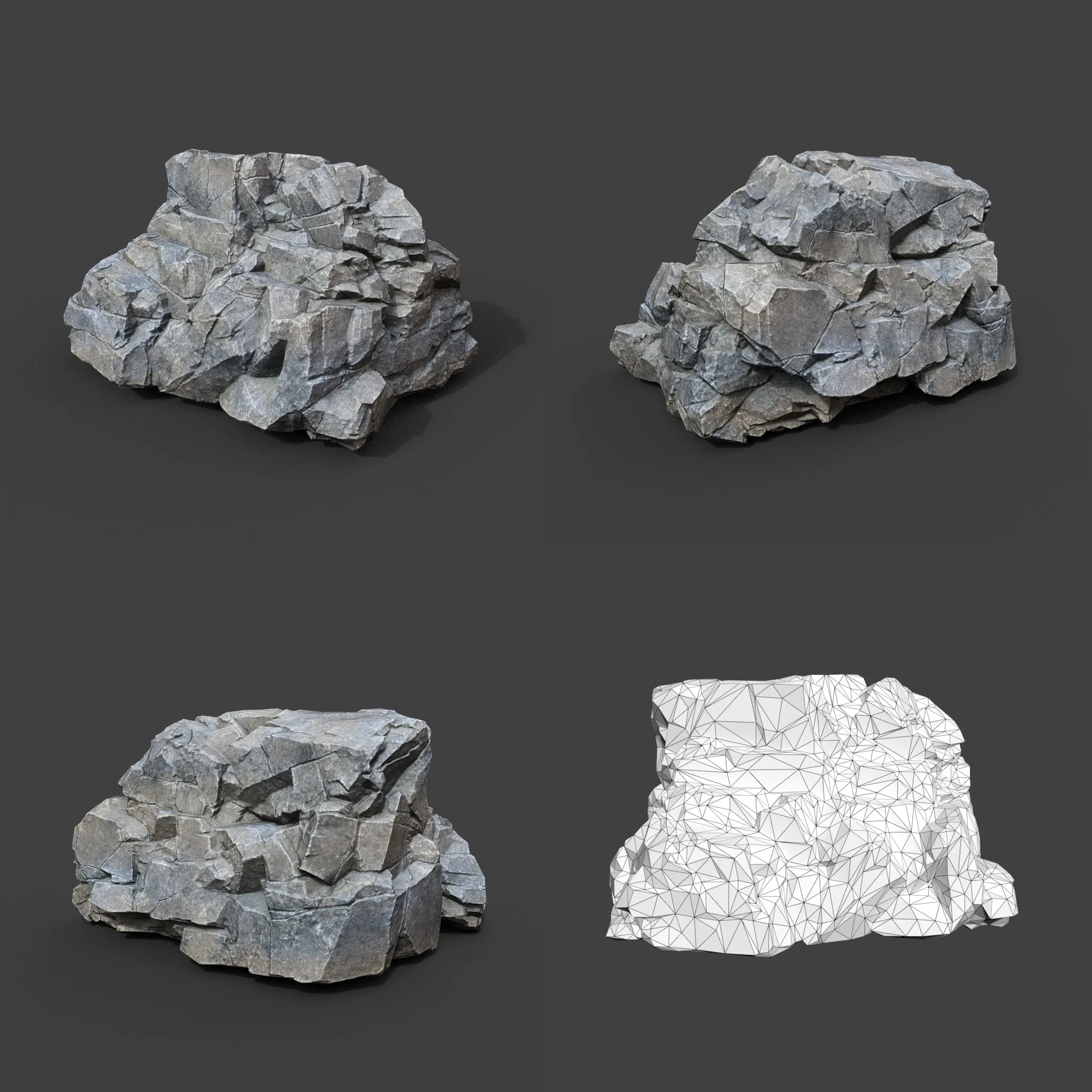 Low poly Gray Sharp Modular Rock 211210