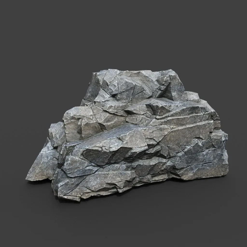 Low poly Gray Sharp Modular Rock 211210