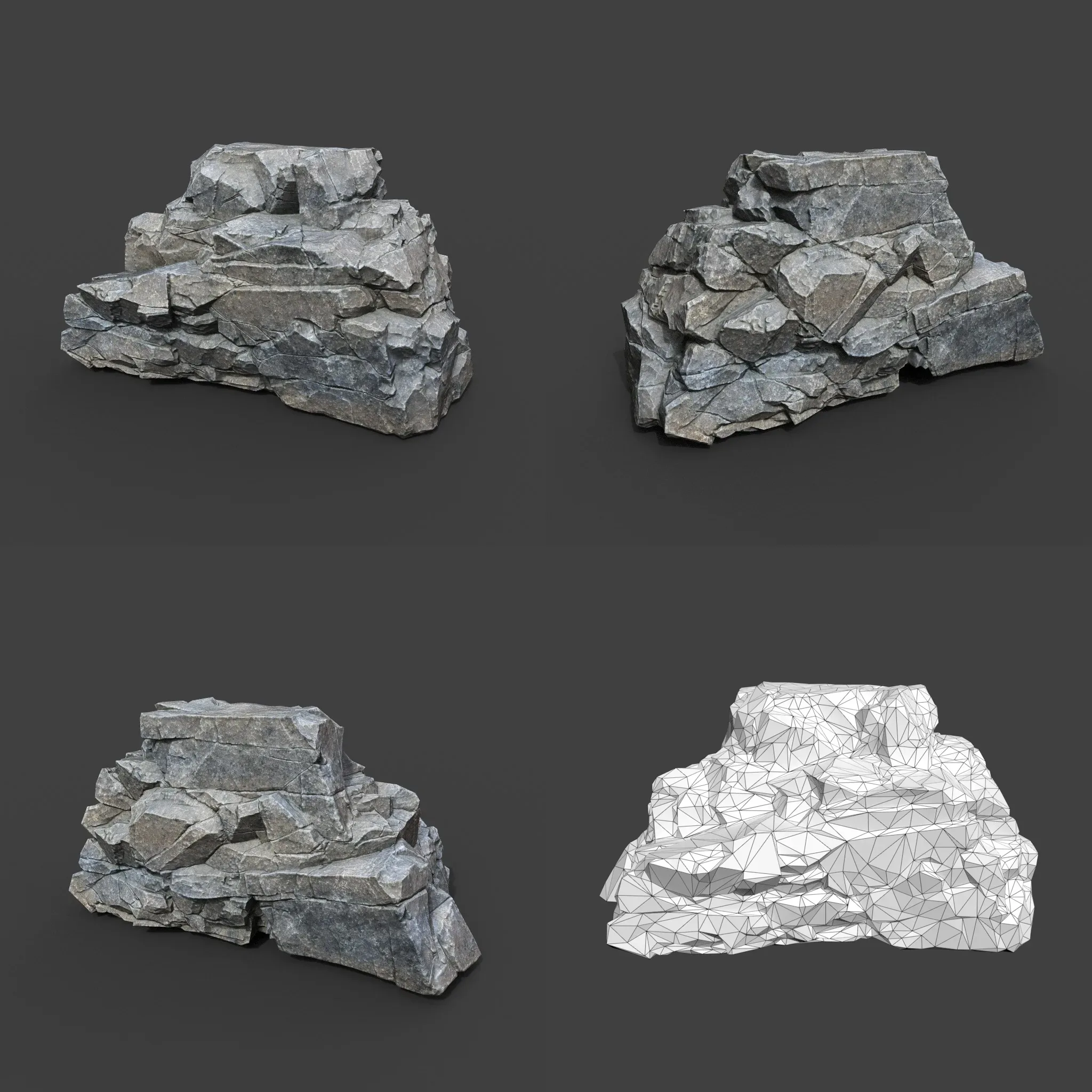 Low poly Gray Sharp Modular Rock 211210