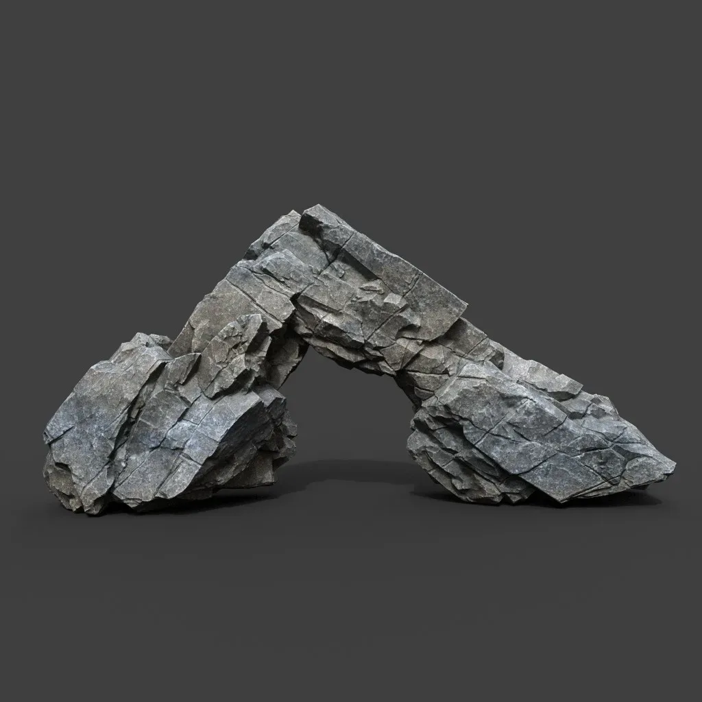 Low poly Gray Sharp Modular Rock 211210