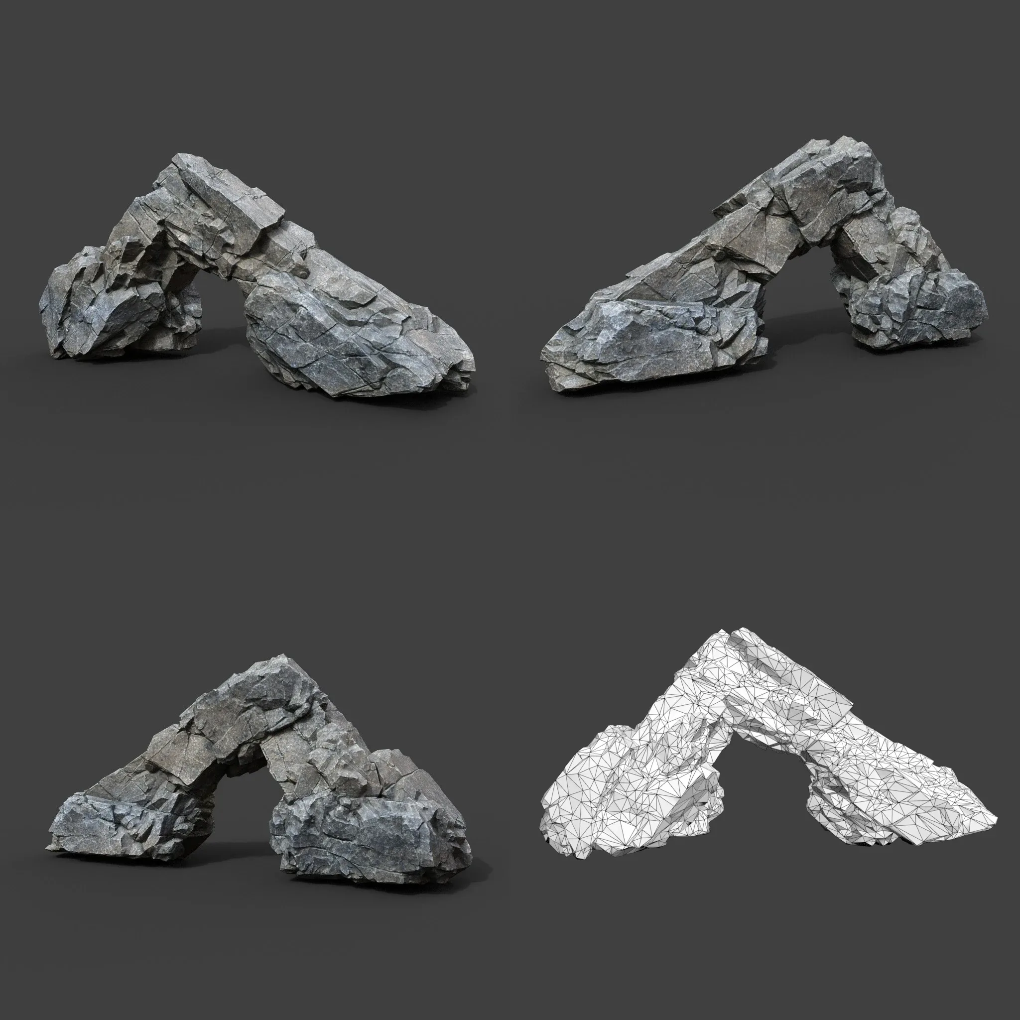 Low poly Gray Sharp Modular Rock 211210