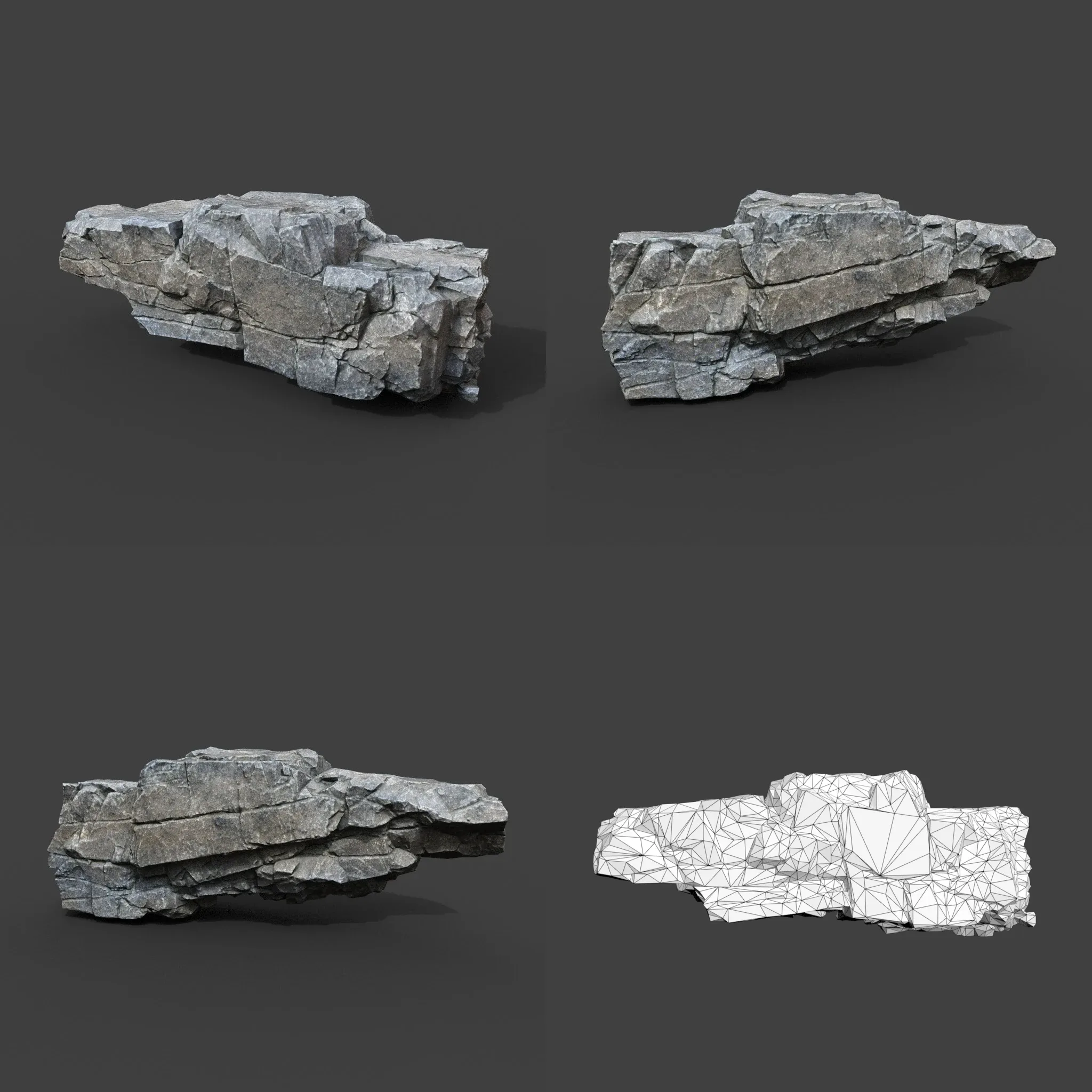 Low poly Gray Sharp Modular Rock 211210