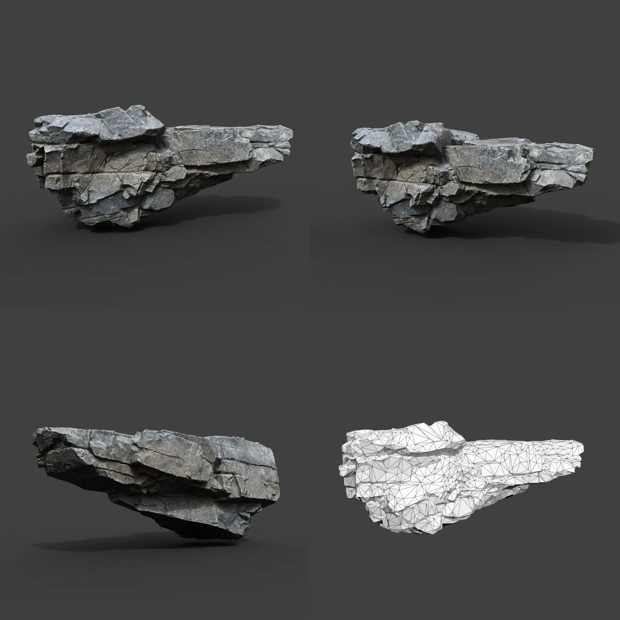 Low poly Gray Sharp Modular Rock 211210