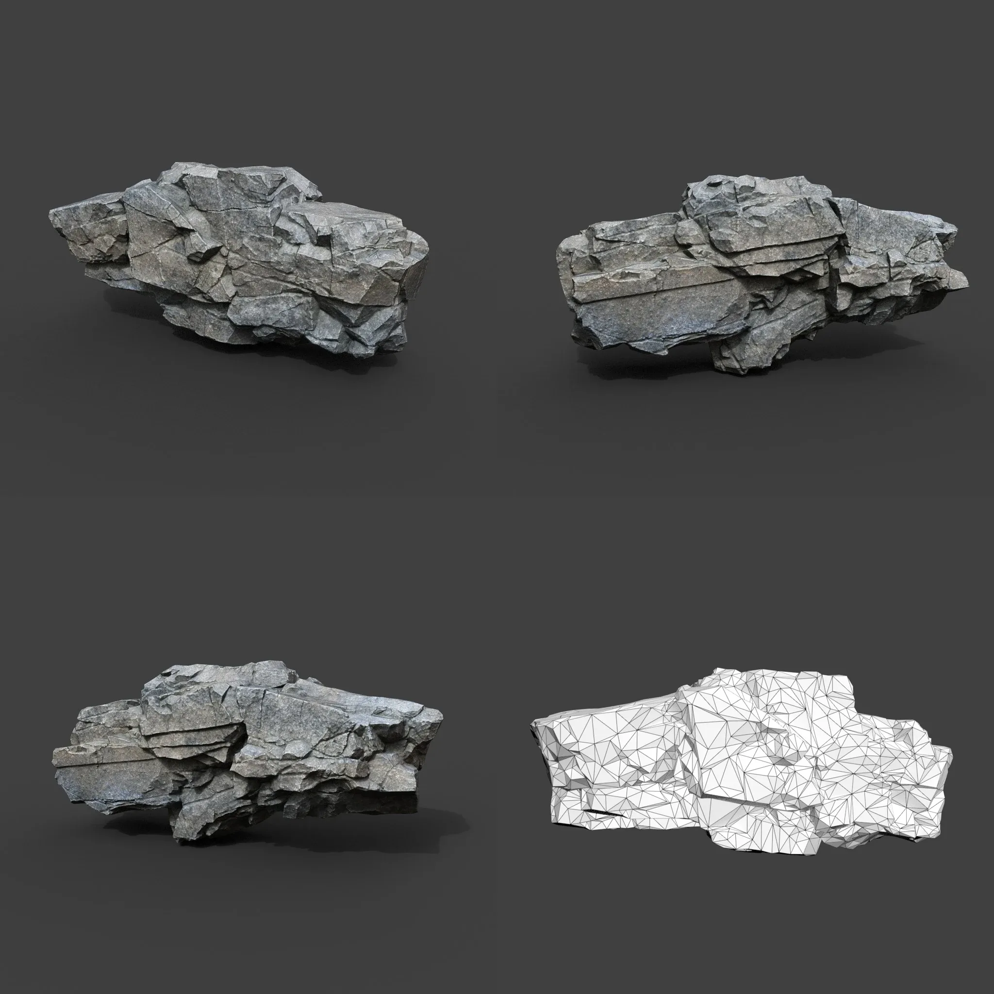 Low poly Gray Sharp Modular Rock 211210