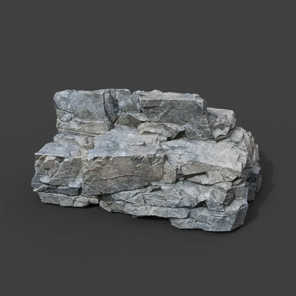 Low poly Gray Sharp Modular Rock 211210