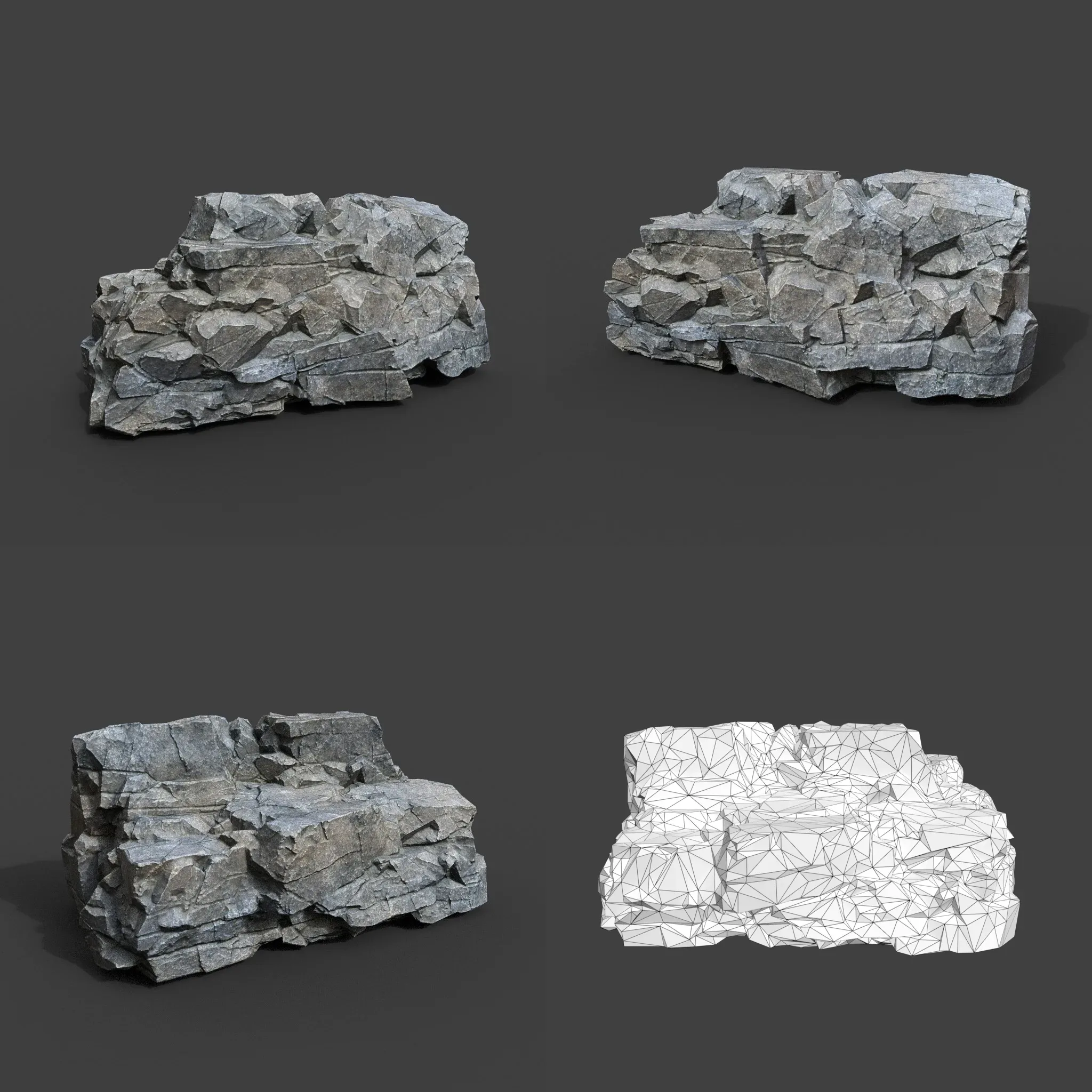 Low poly Gray Sharp Modular Rock 211210