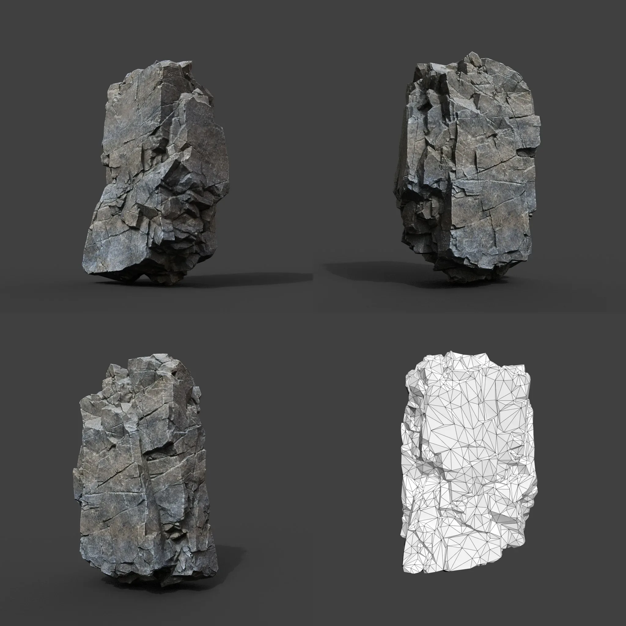 Low poly Gray Sharp Modular Rock 211210