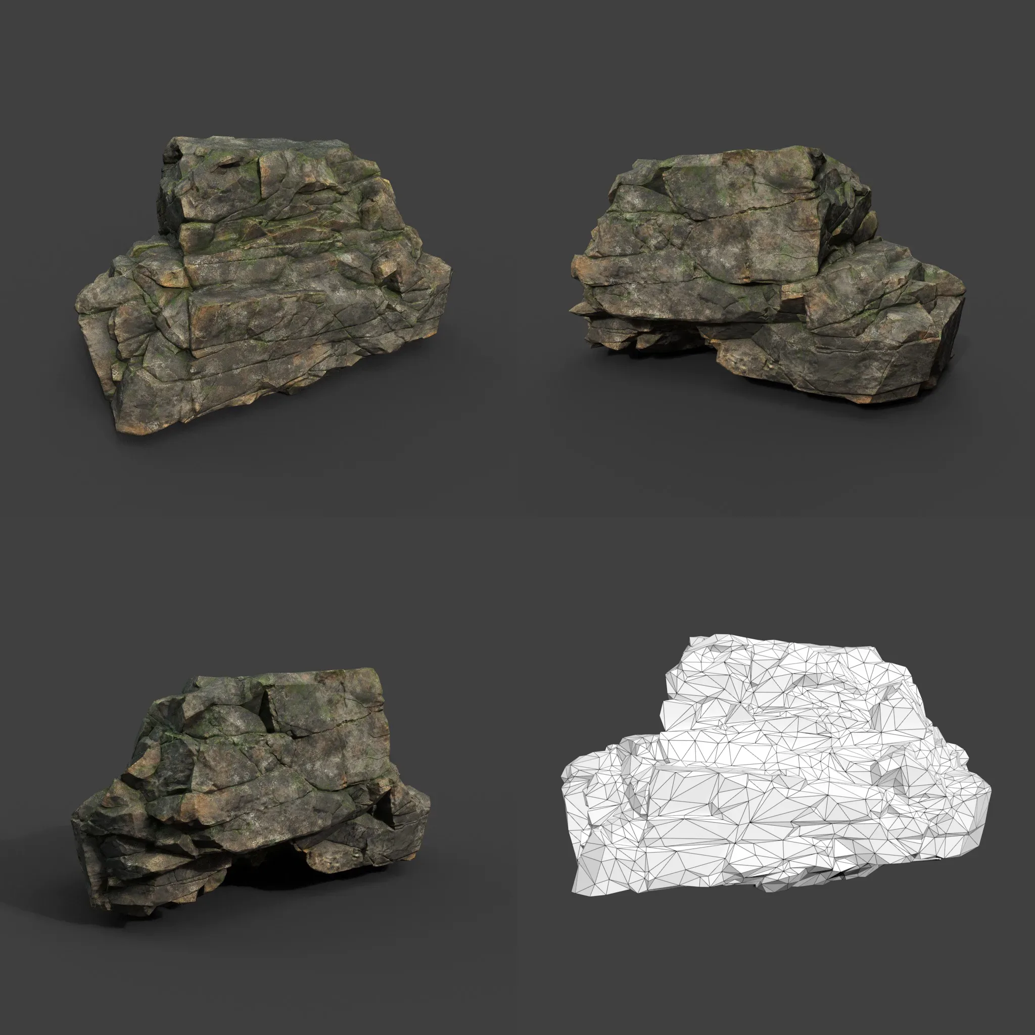 Low poly Mossy Sharp Modular Rock 211210