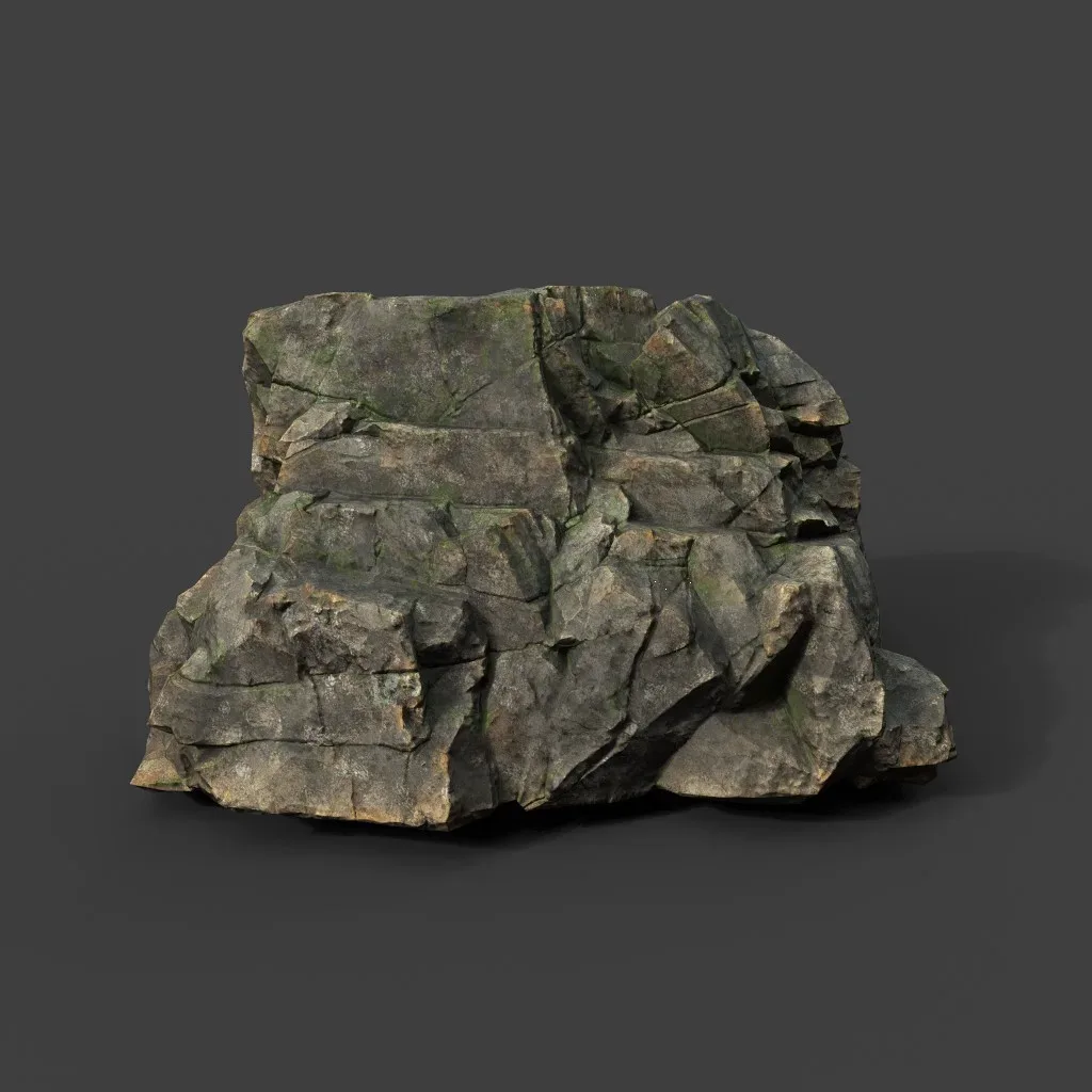 Low poly Mossy Sharp Modular Rock 211210