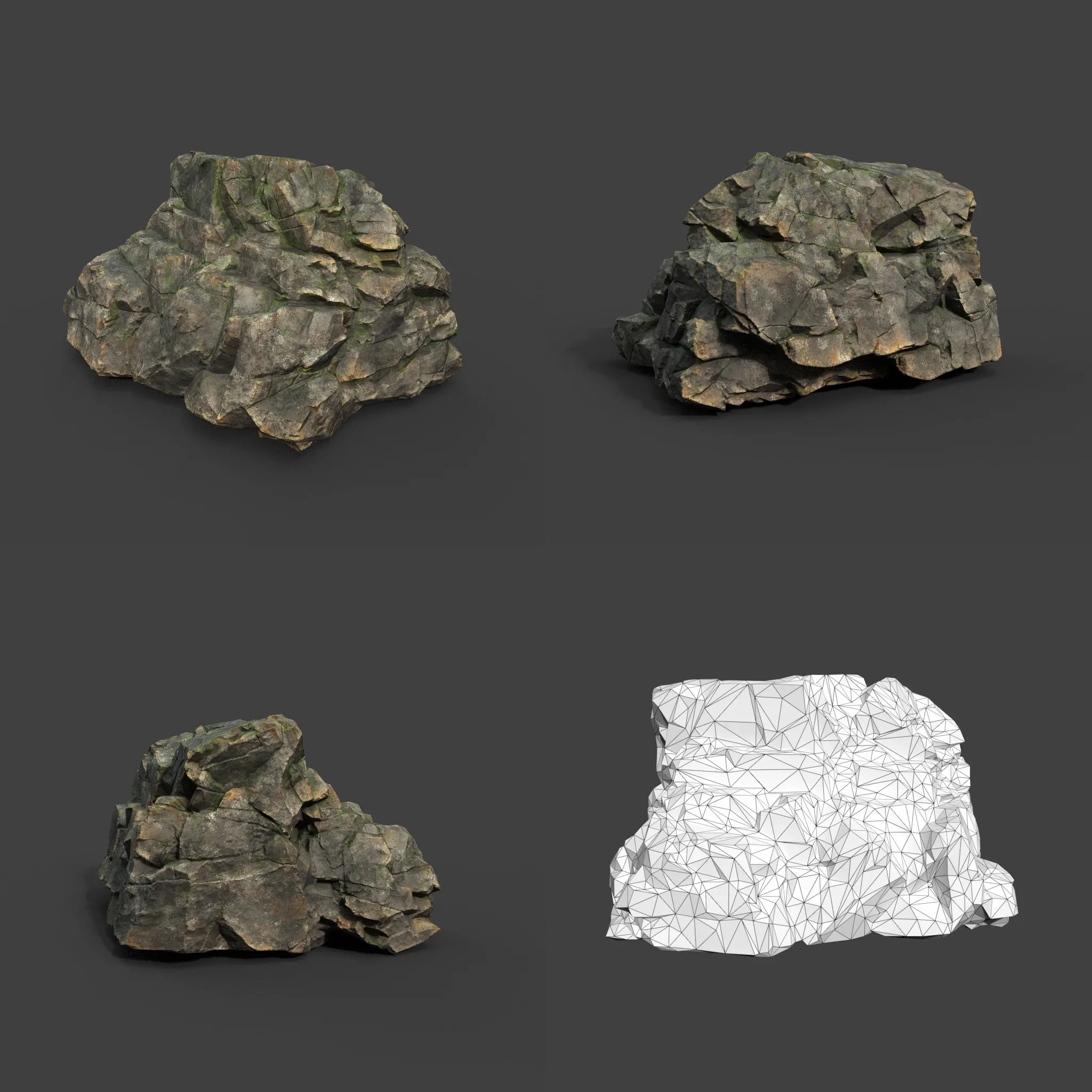 Low poly Mossy Sharp Modular Rock 211210