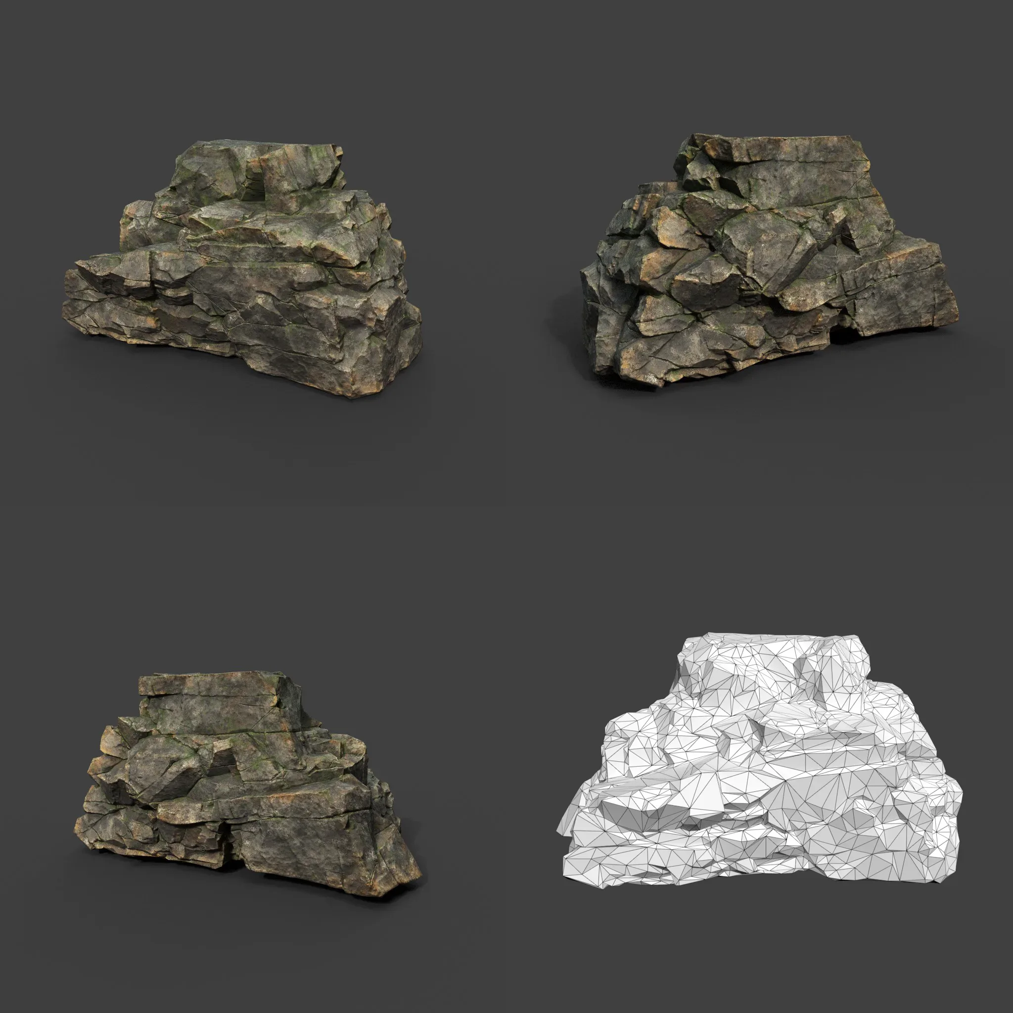 Low poly Mossy Sharp Modular Rock 211210