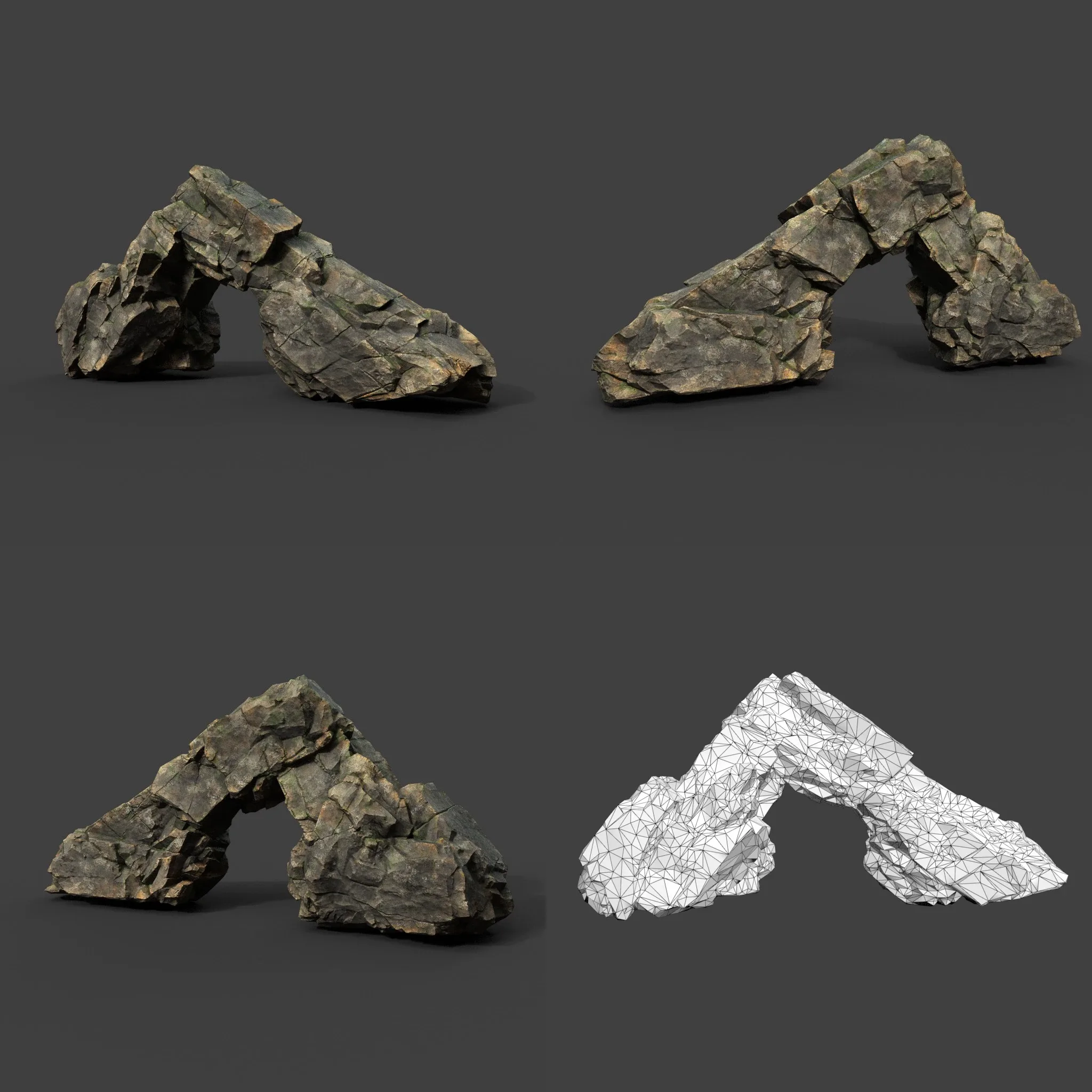 Low poly Mossy Sharp Modular Rock 211210