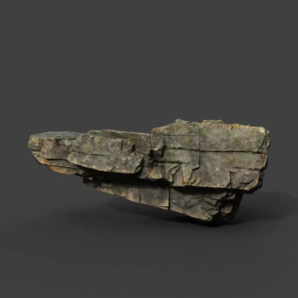 Low poly Mossy Sharp Modular Rock 211210