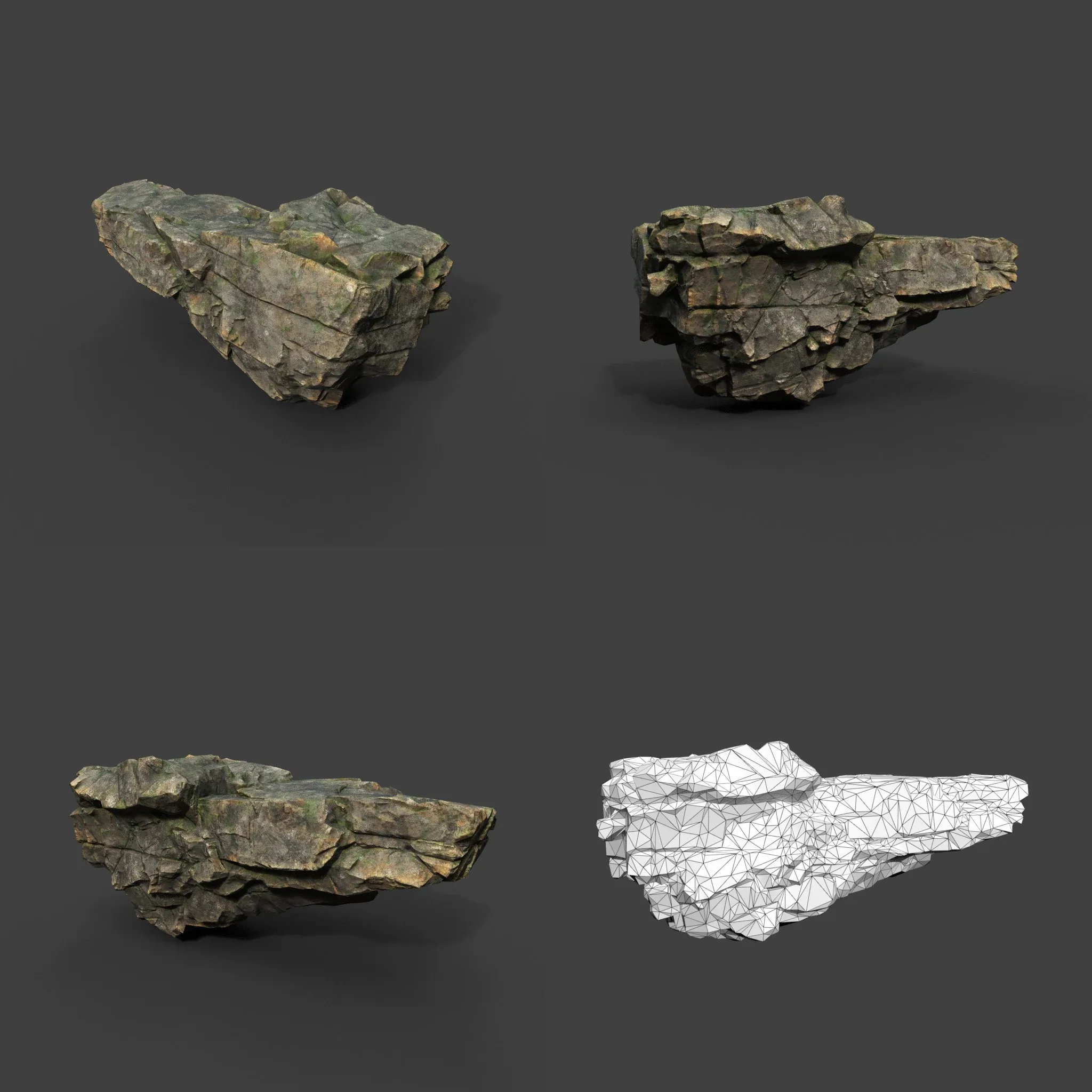 Low poly Mossy Sharp Modular Rock 211210