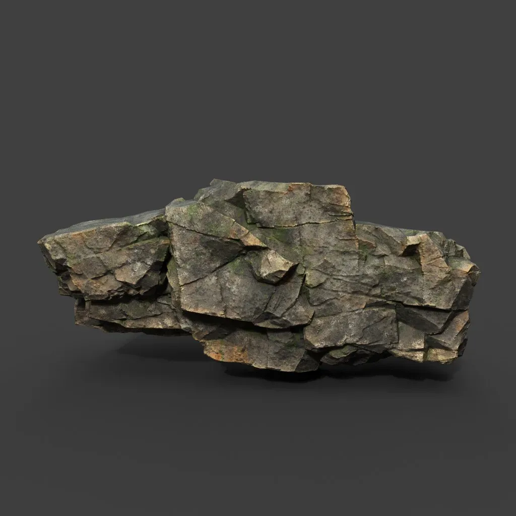 Low poly Mossy Sharp Modular Rock 211210