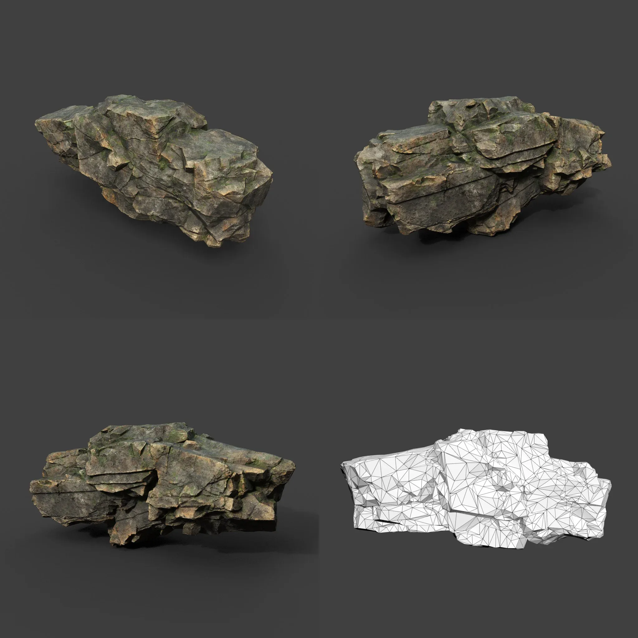 Low poly Mossy Sharp Modular Rock 211210