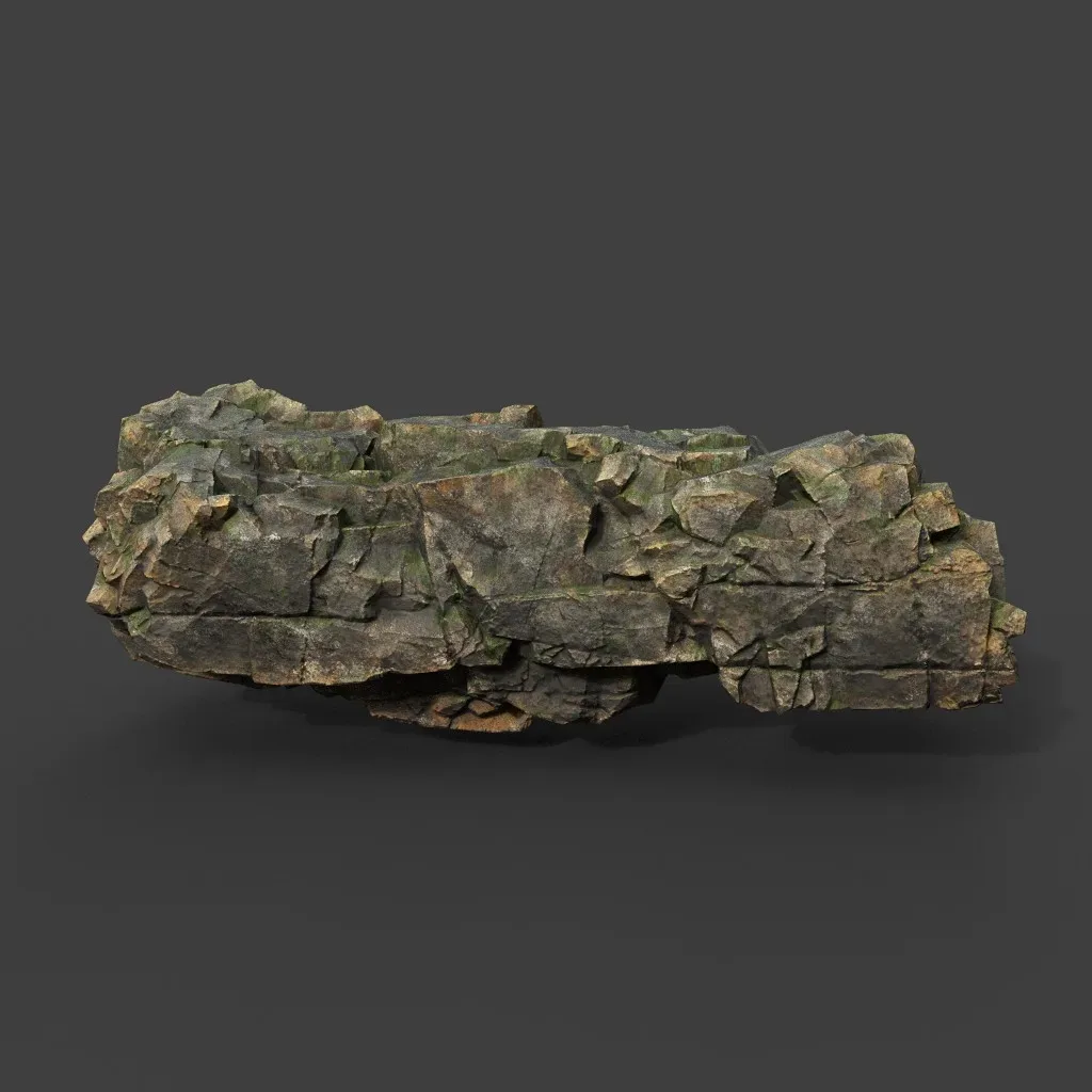 Low poly Mossy Sharp Modular Rock 211210