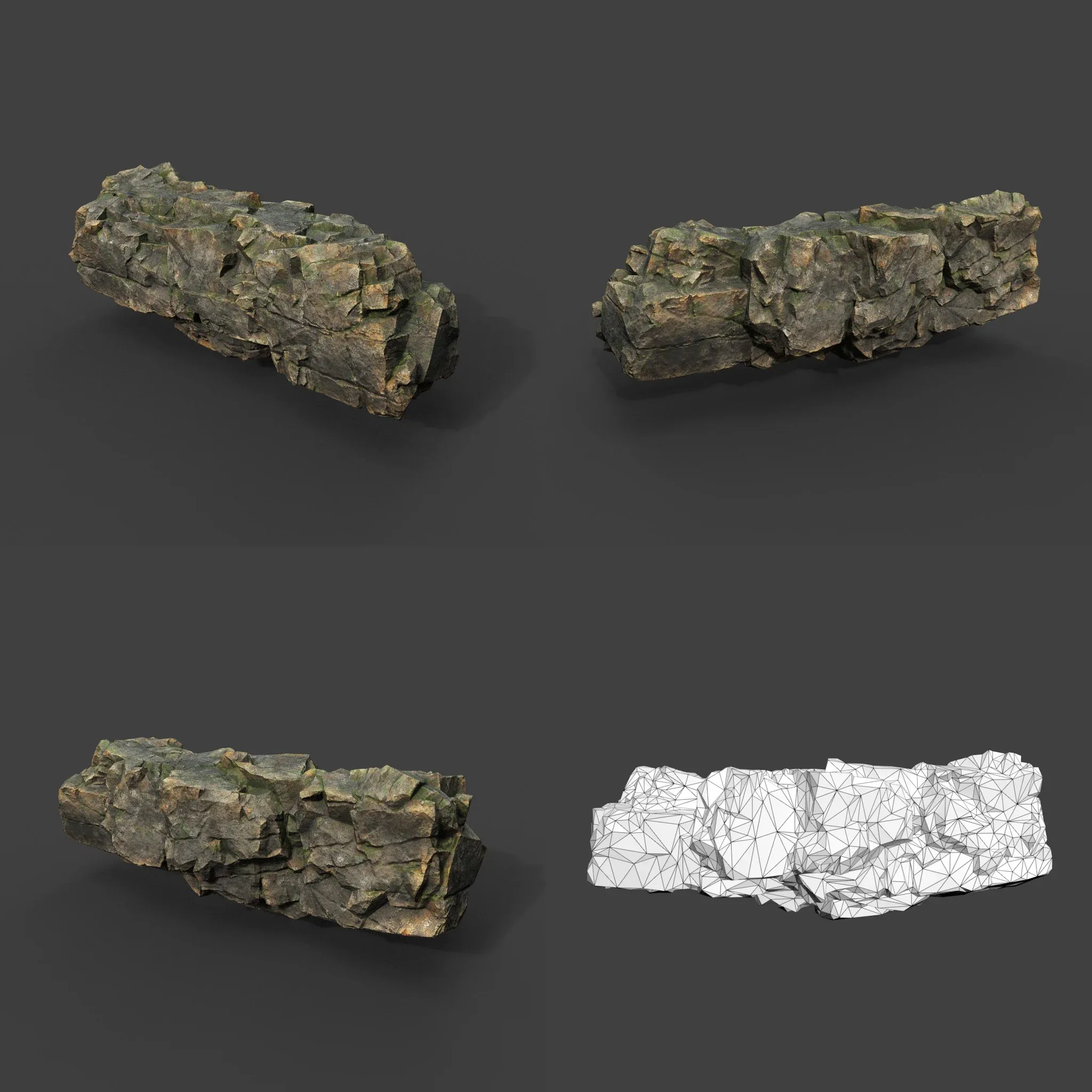 Low poly Mossy Sharp Modular Rock 211210