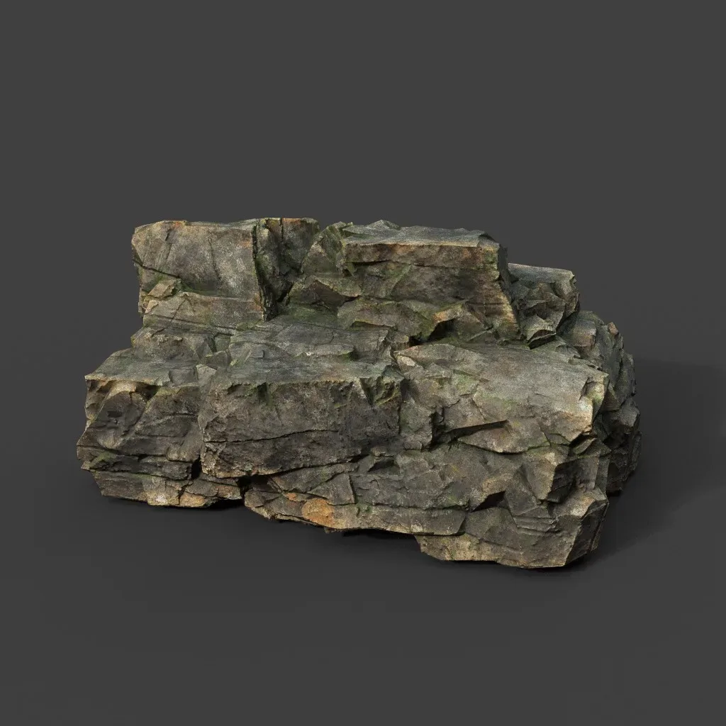 Low poly Mossy Sharp Modular Rock 211210